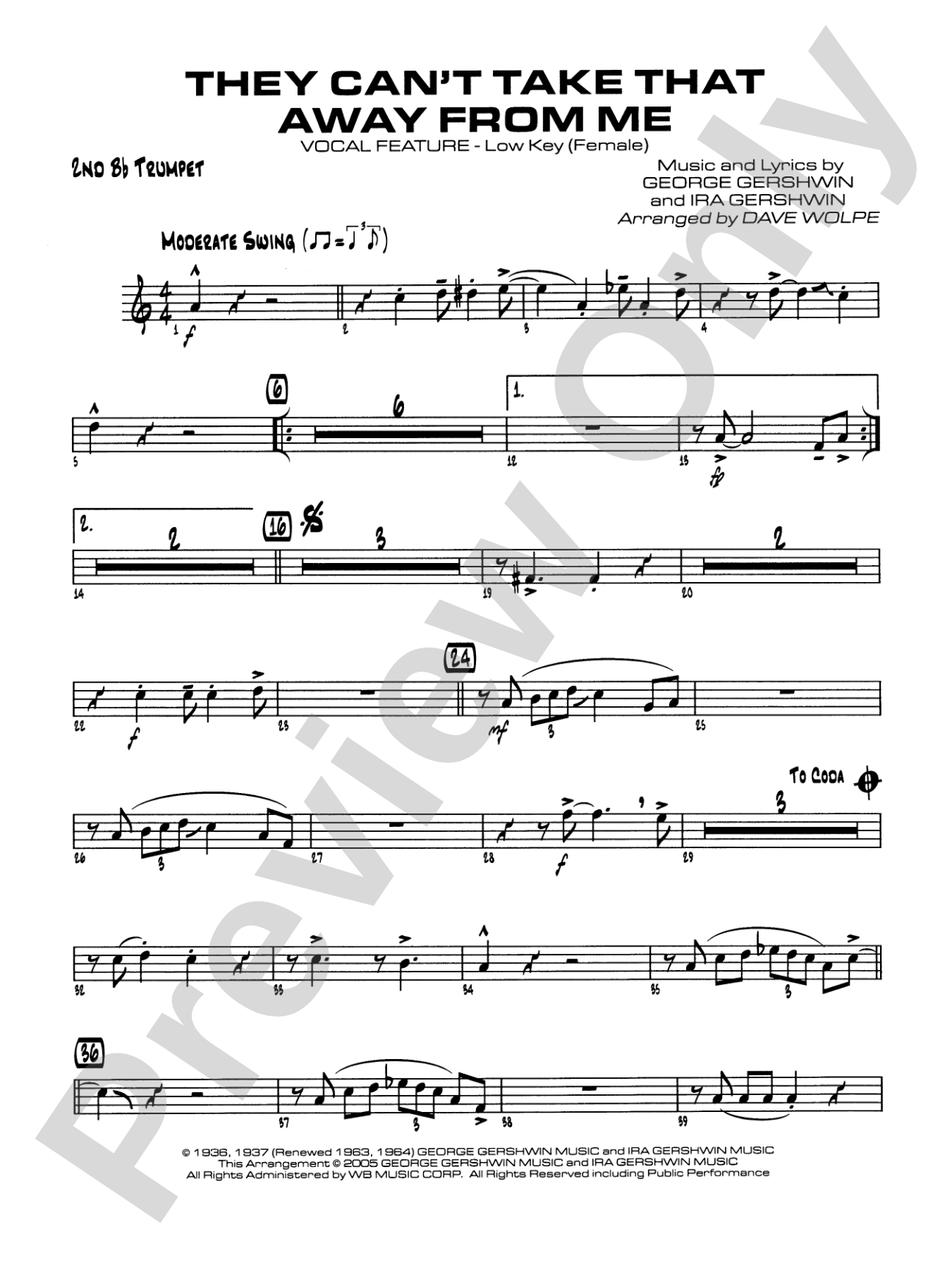 They Can't Take That Away from Me: 2nd B-flat Trumpet
