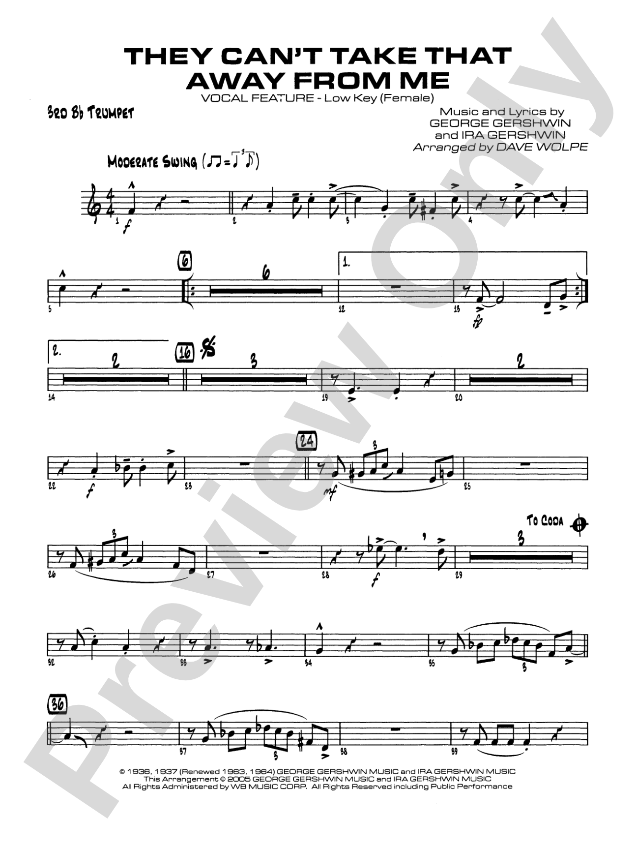 They Can't Take That Away from Me: 3rd B-flat Trumpet