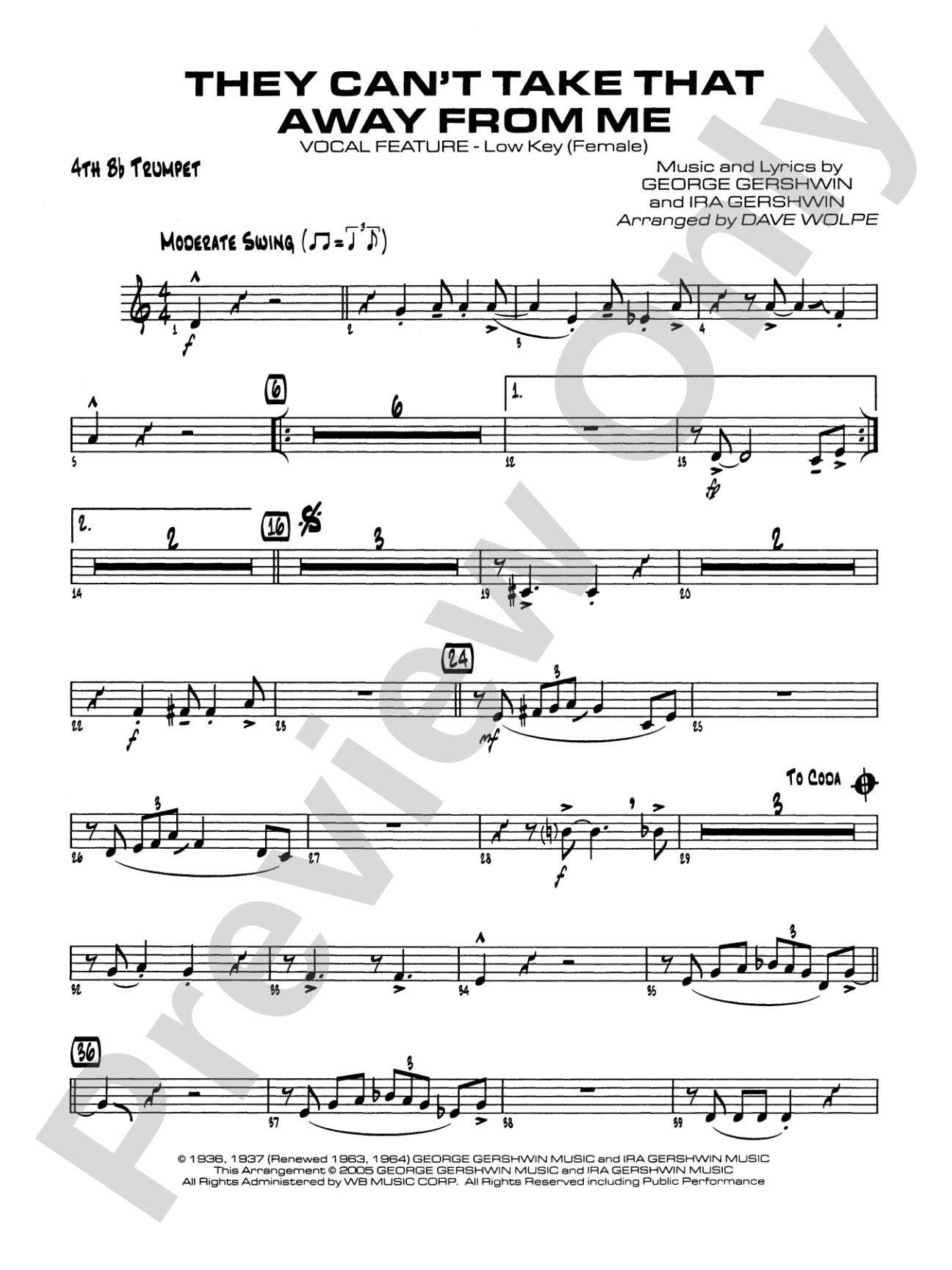 They Can't Take That Away from Me: 4th B-flat Trumpet
