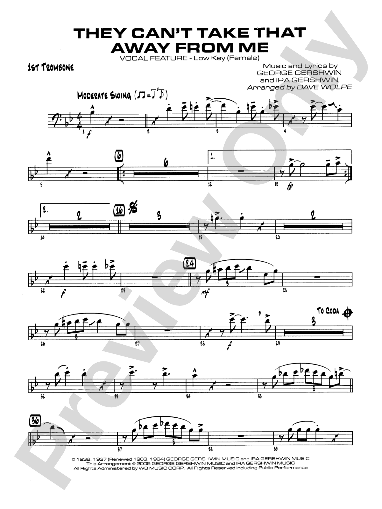 They Can't Take That Away from Me: 1st Trombone