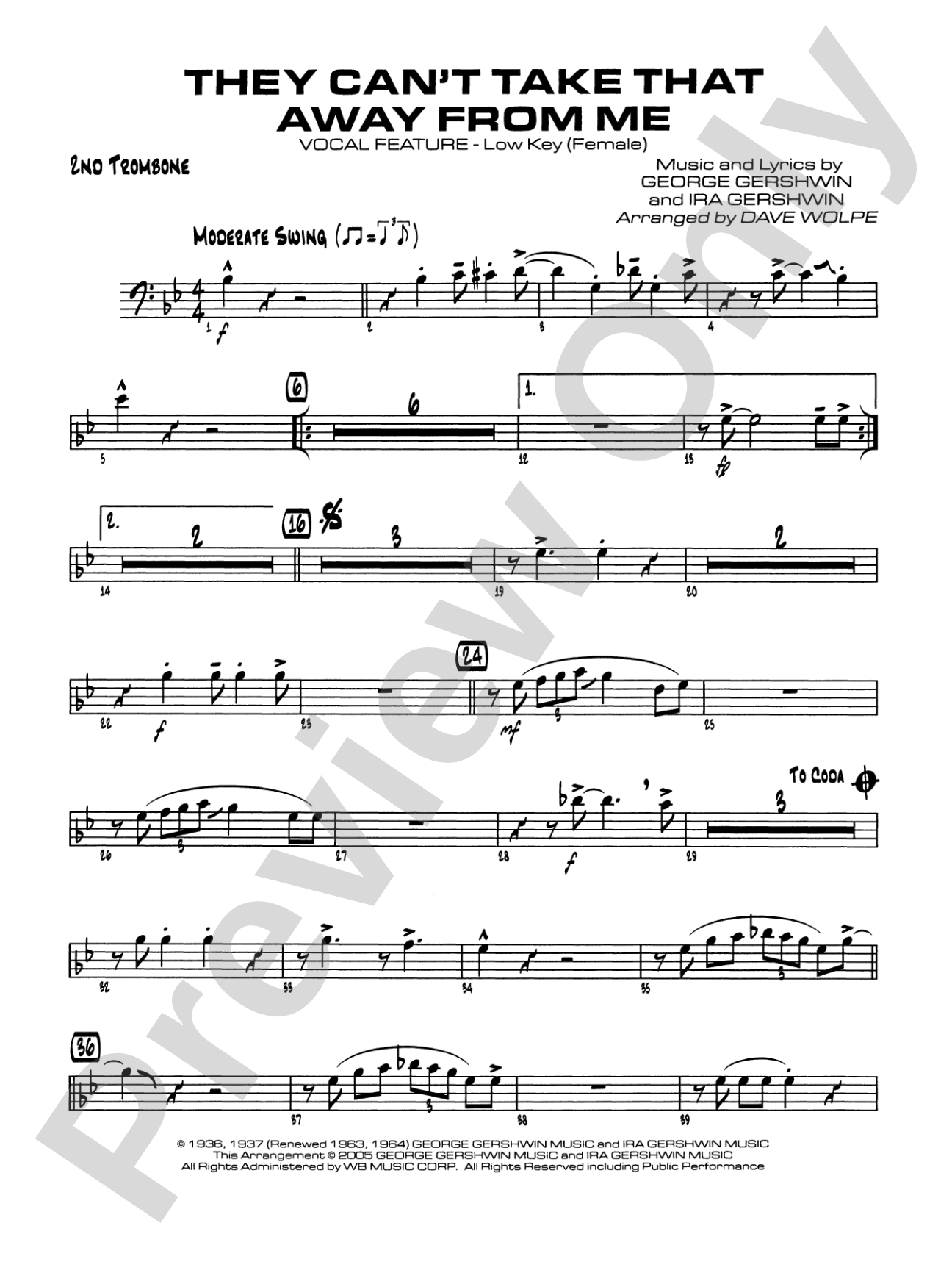 They Can't Take That Away from Me: 2nd Trombone