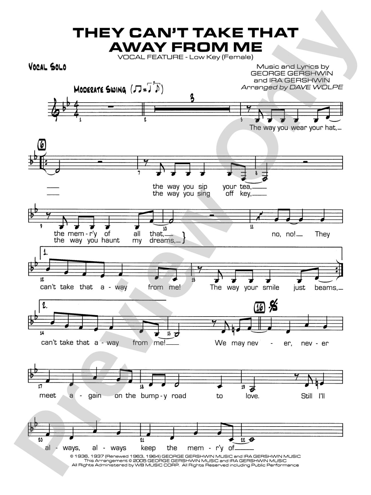 They Can't Take That Away from Me: Vocal Solo