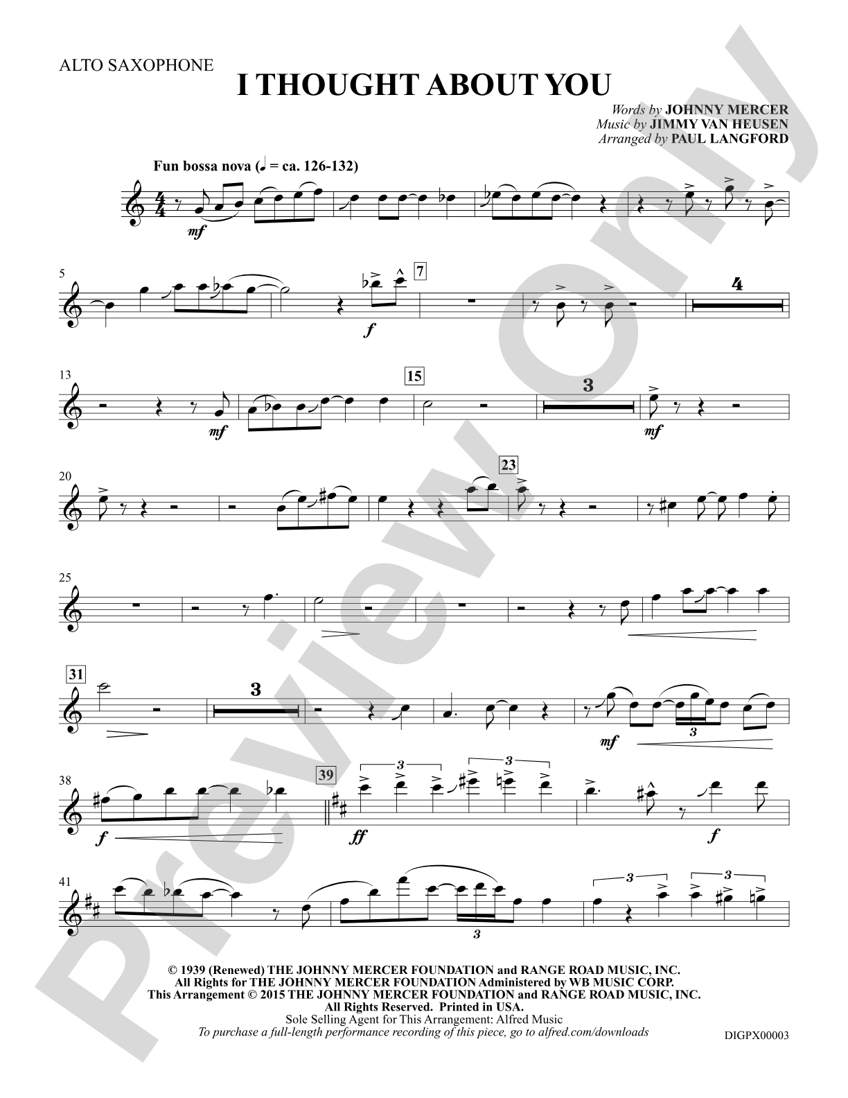 I Thought About You: Alto Saxophone: Choral Octavo Digital SoundPax