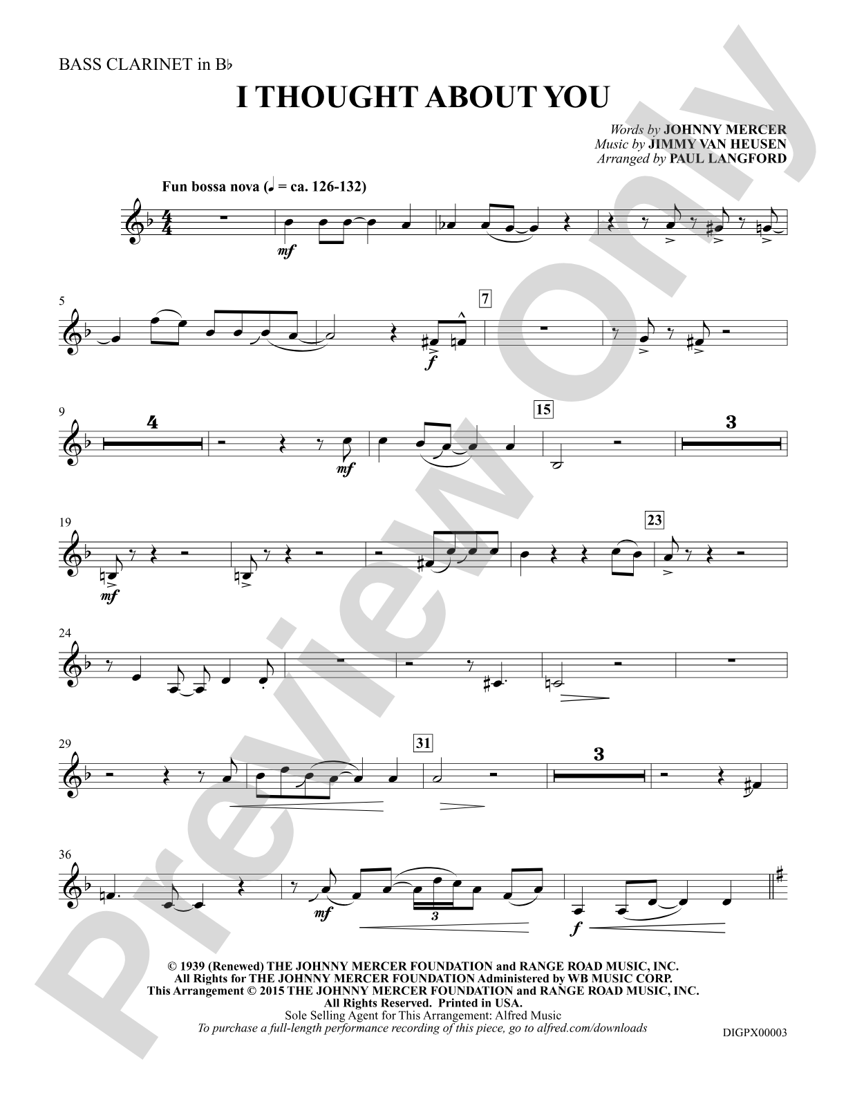 I Thought About You: Bass Clarinet: Choral Octavo Digital SoundPax