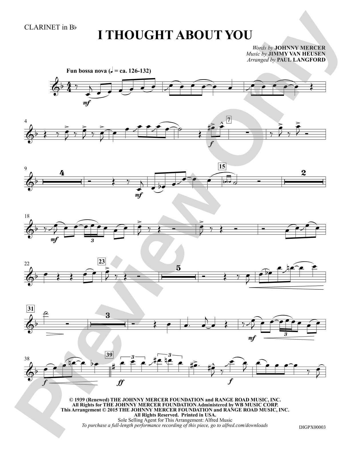 I Thought About You: Clarinet in Bb: Choral Octavo Digital SoundPax
