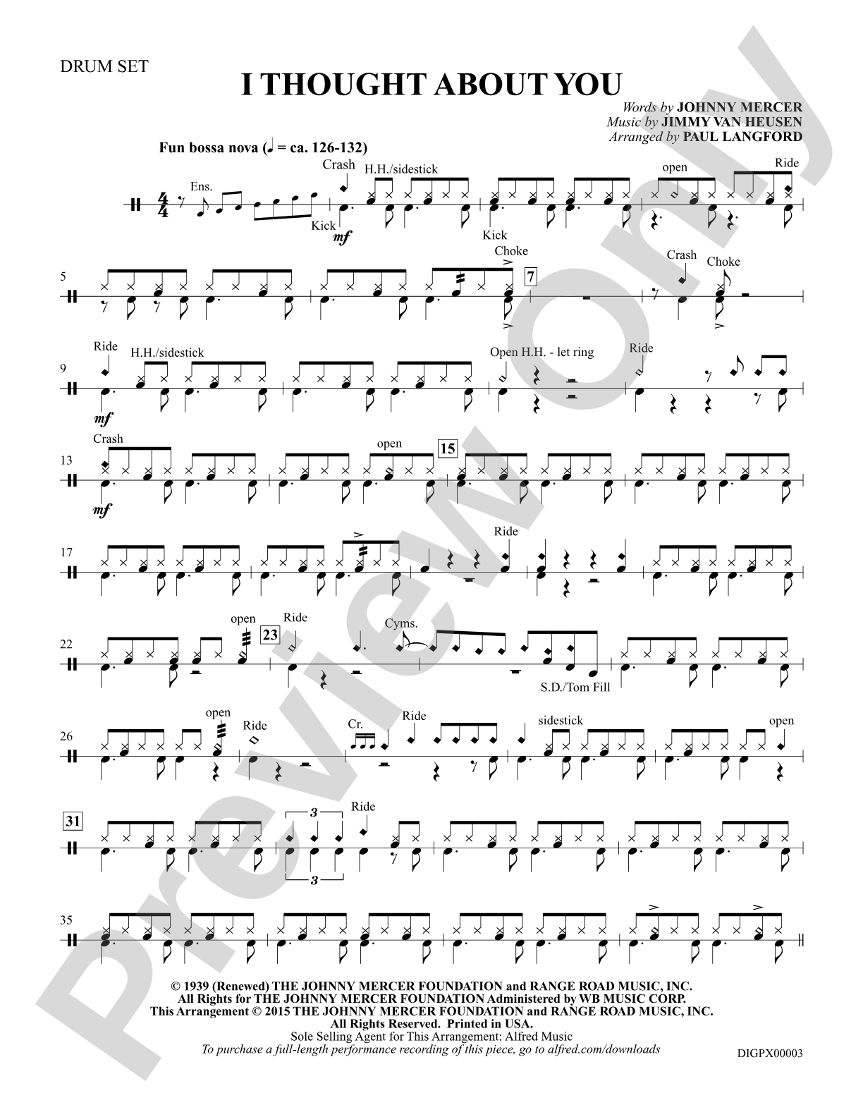 I Thought About You: Drumset: Choral Octavo Digital SoundPax