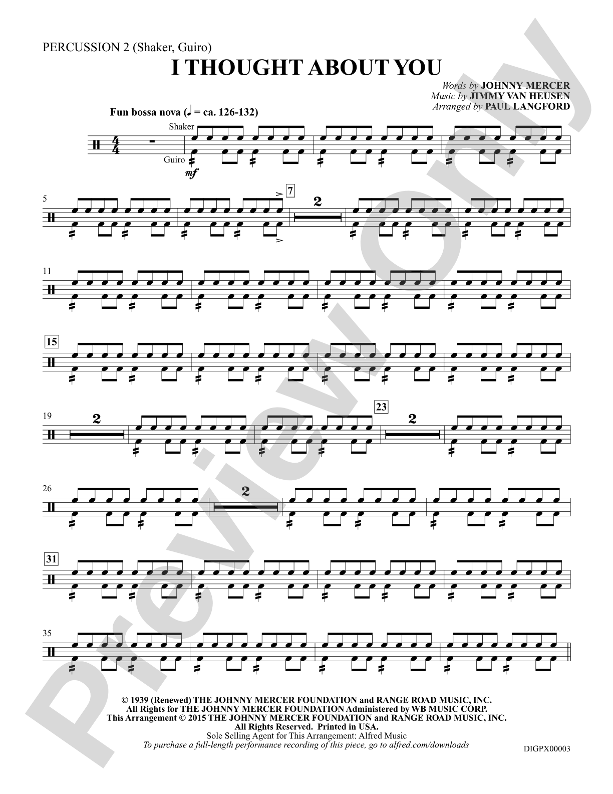 I Thought About You: Percussion 2: Choral Octavo Digital SoundPax