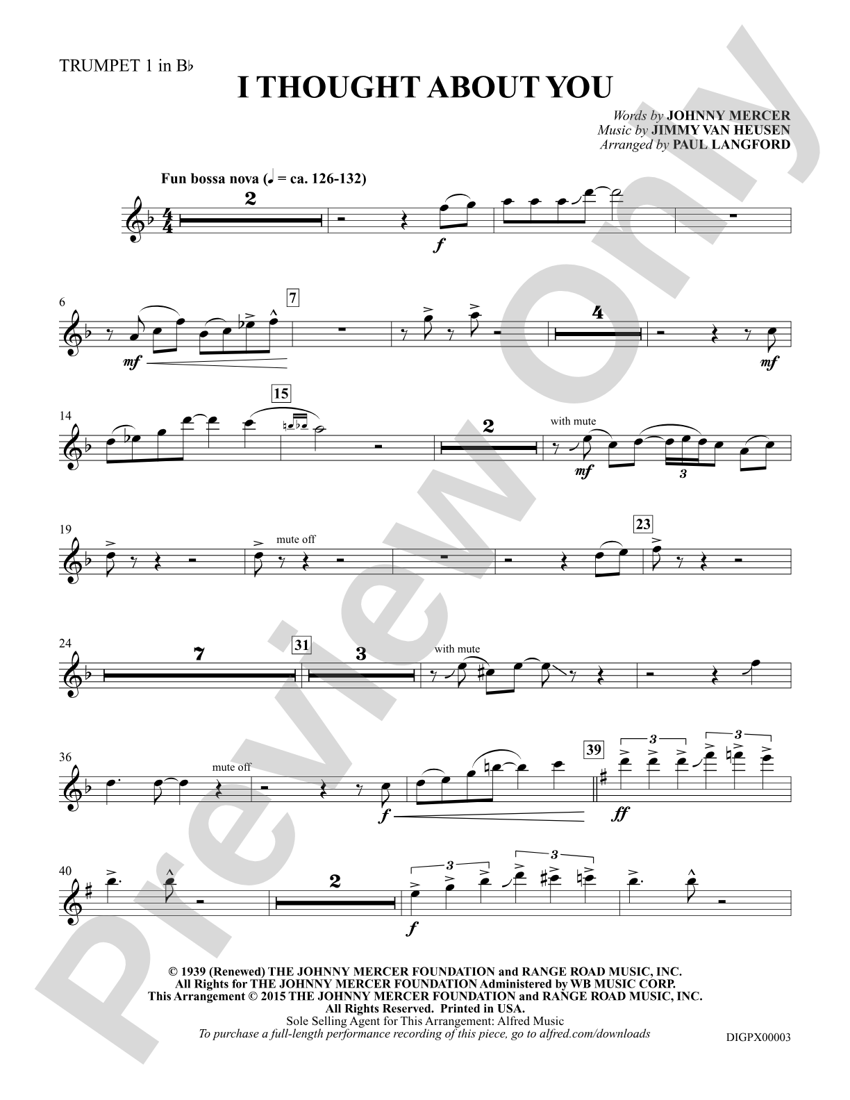 I Thought About You: Trumpet 1: Choral Octavo Digital SoundPax