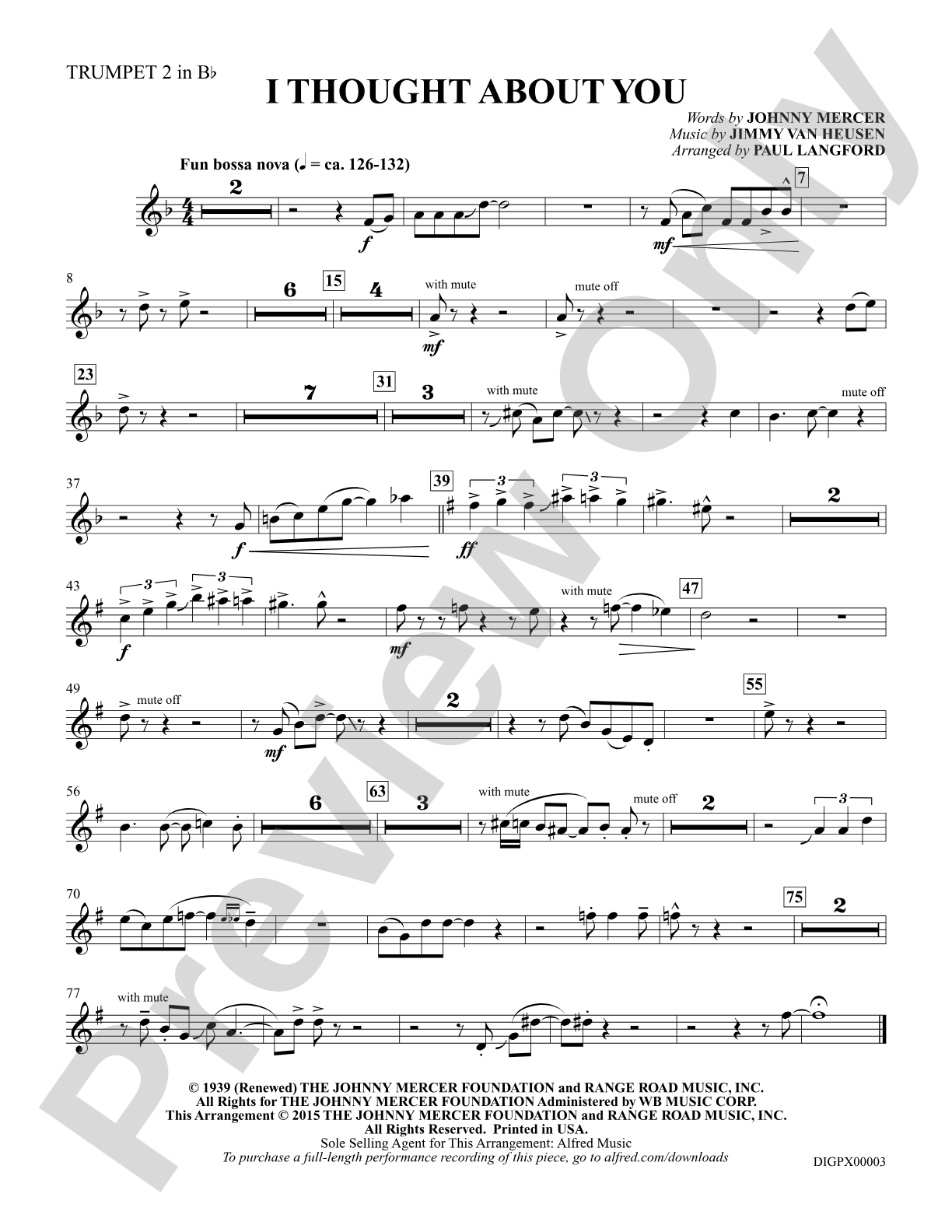 I Thought About You: Trumpet 2: Choral Octavo Digital SoundPax