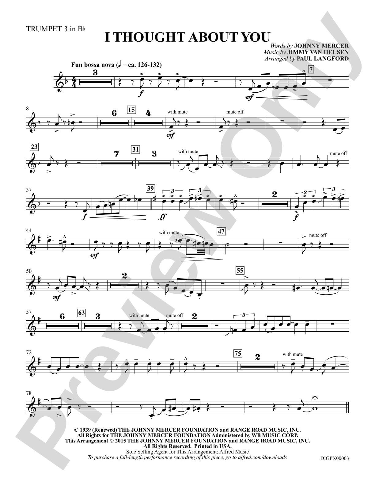 I Thought About You: Trumpet 3: Choral Octavo Digital SoundPax