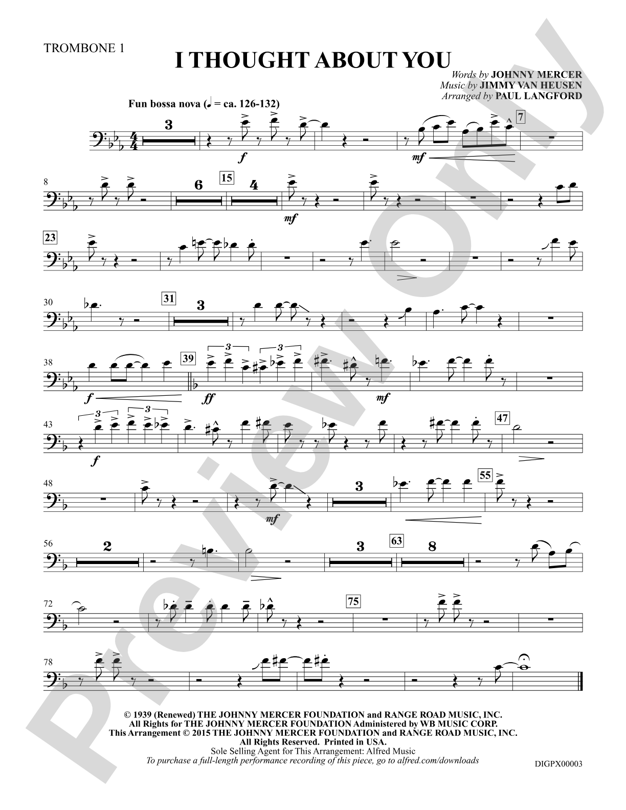I Thought About You: Trombone 1: Choral Octavo Digital SoundPax