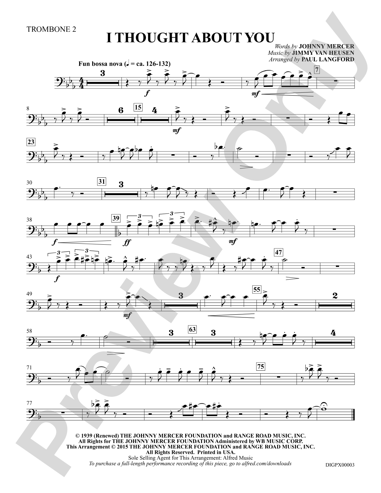 I Thought About You: Trombone 2: Choral Octavo Digital SoundPax