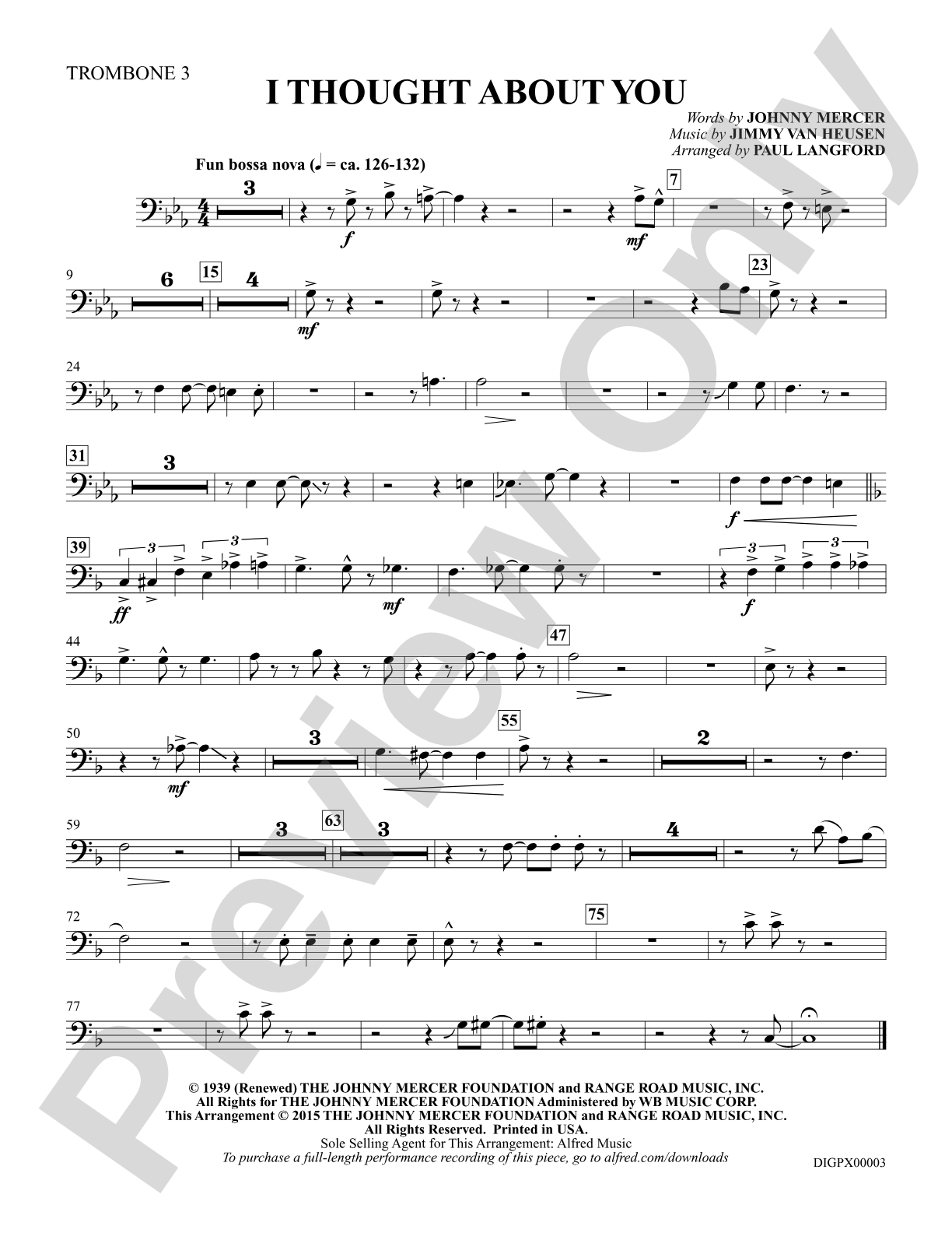 I Thought About You: Trombone 3: Choral Octavo Digital SoundPax