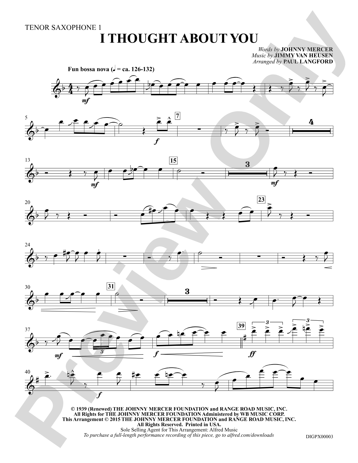 I Thought About You: Tenor Saxophone 1: Choral Octavo Digital SoundPax