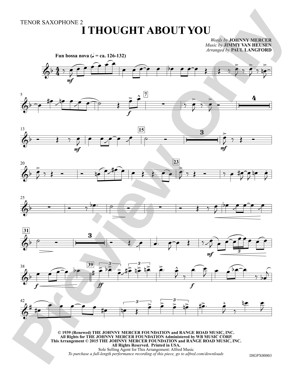 I Thought About You: Tenor Saxophone 2: Choral Octavo Digital SoundPax