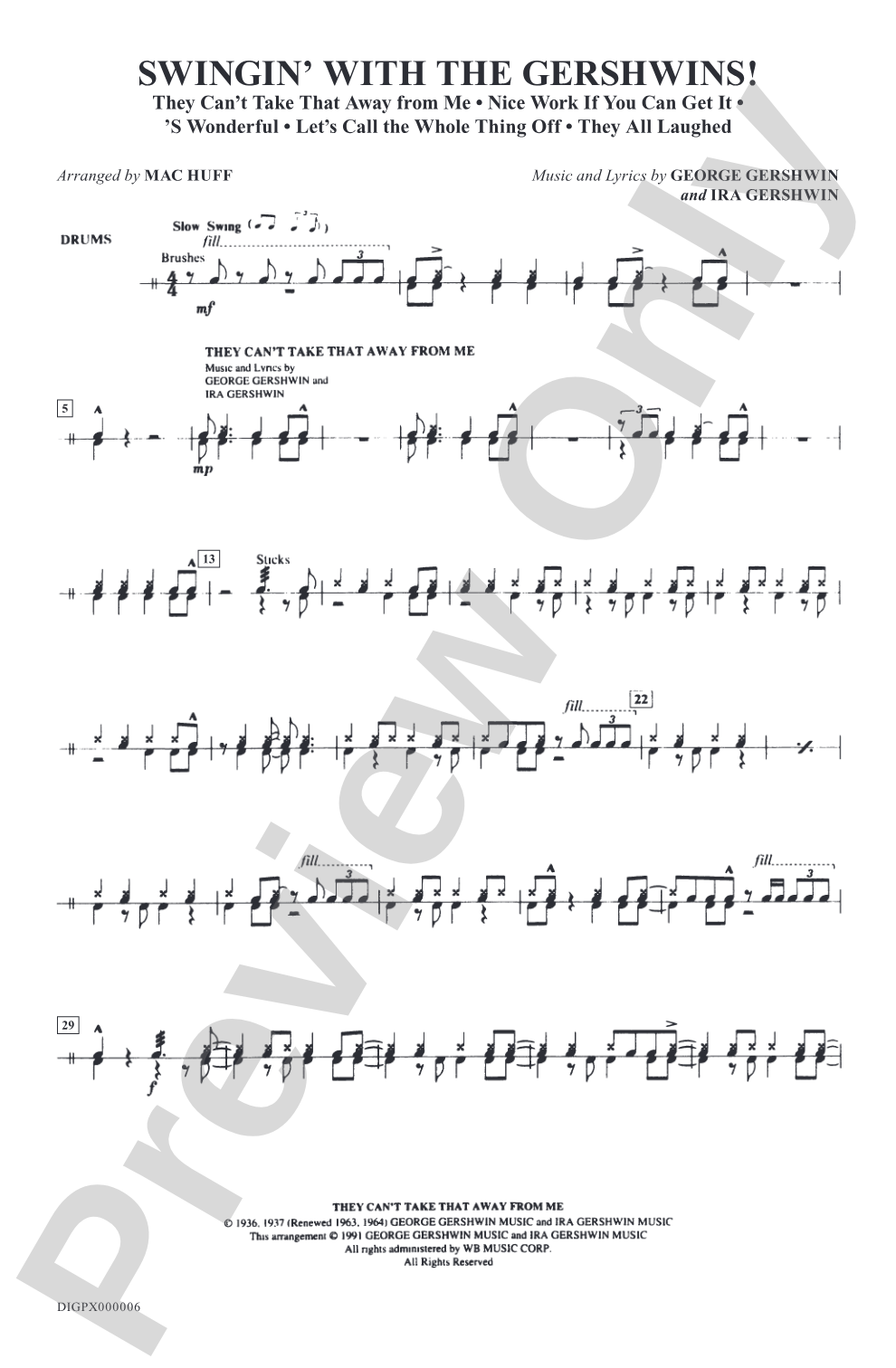 Swingin' with the Gershwins!: Drumset: Choral Octavo Digital SoundPax