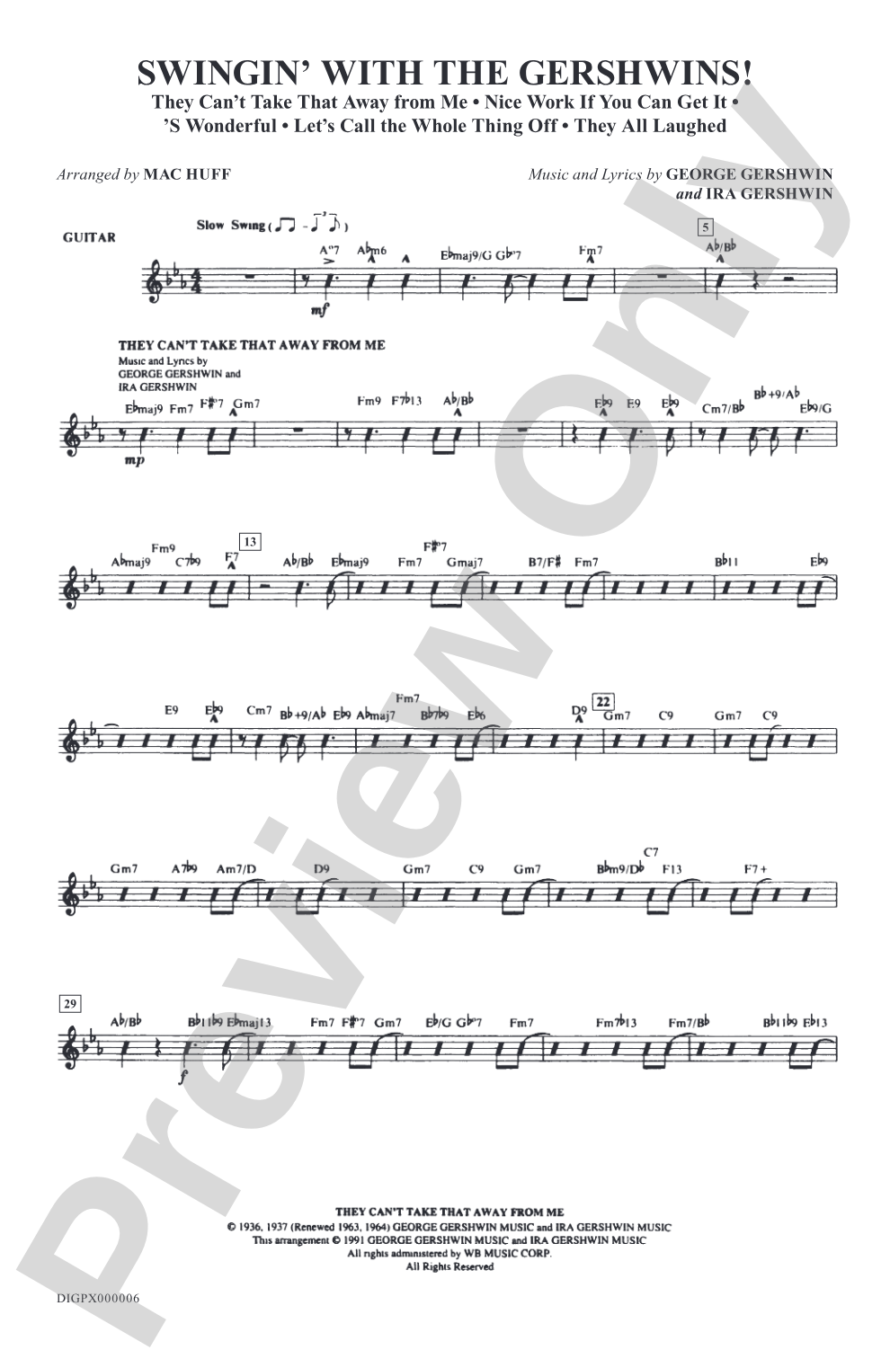 Swingin' with the Gershwins!: Guitar: Choral Octavo Digital SoundPax