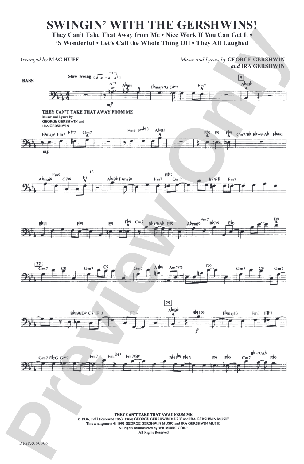 Swingin' with the Gershwins!: Bass: Choral Octavo Digital SoundPax