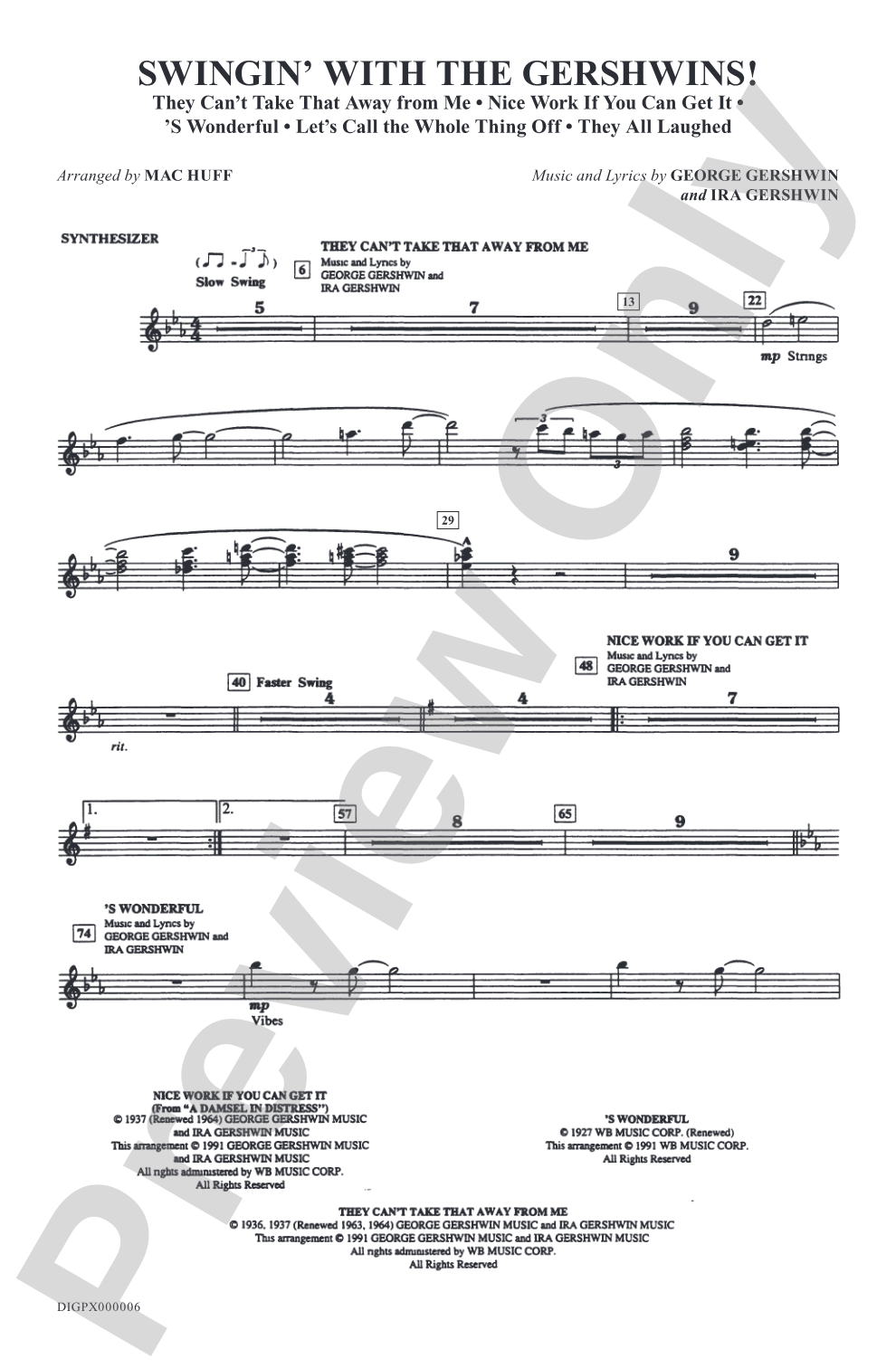 Swingin' with the Gershwins!: Synthesizer: Choral Octavo Digital SoundPax