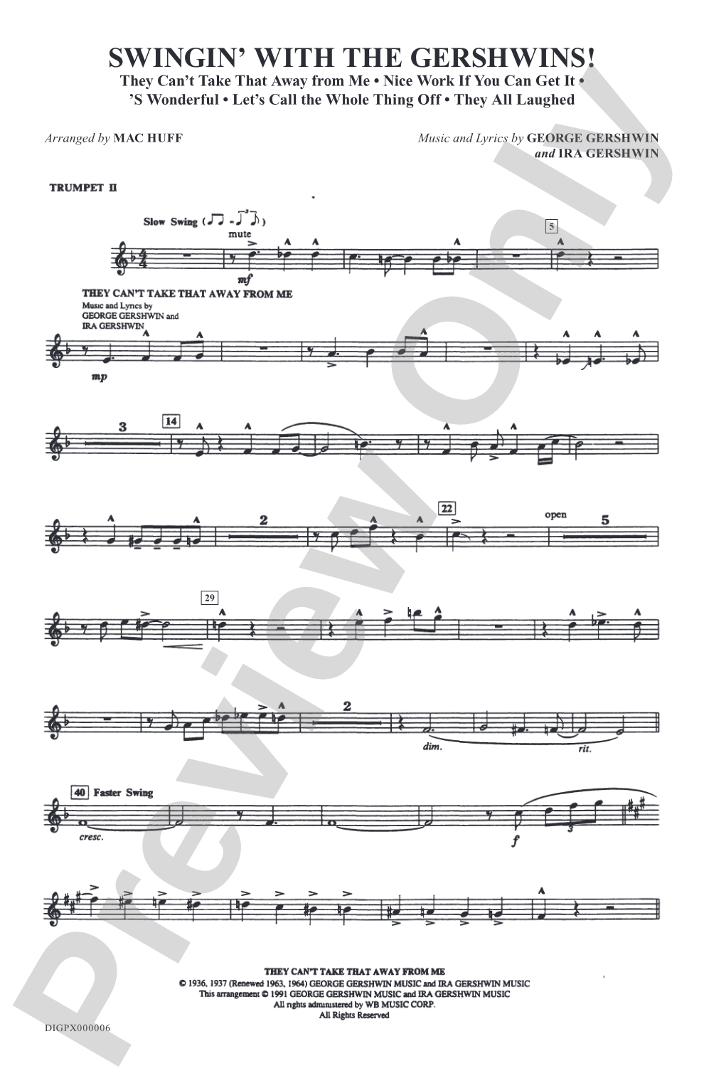 Swingin' with the Gershwins!: Trumpet 2: Choral Octavo Digital SoundPax