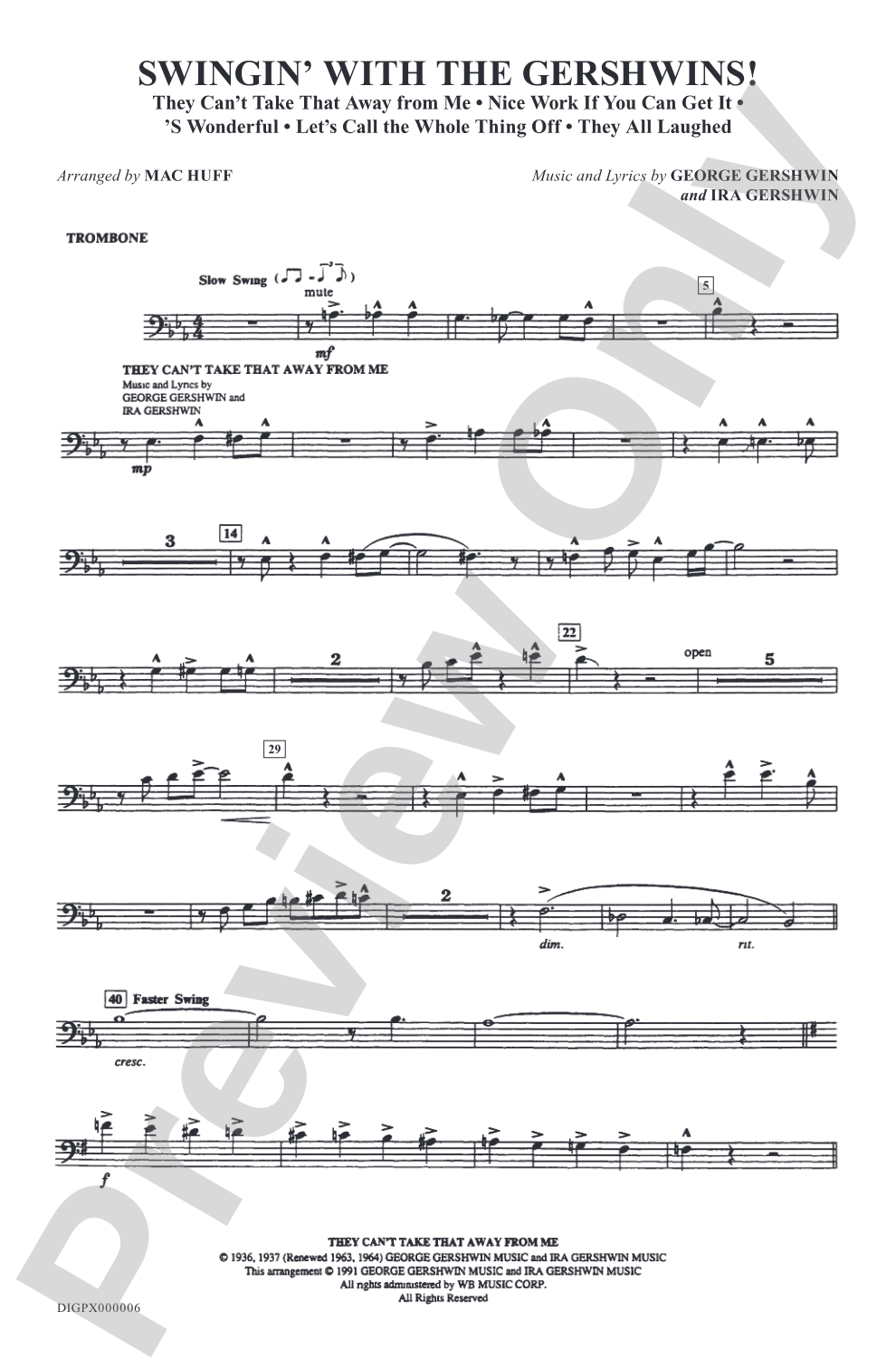 Swingin' with the Gershwins!: Trombone: Choral Octavo Digital SoundPax