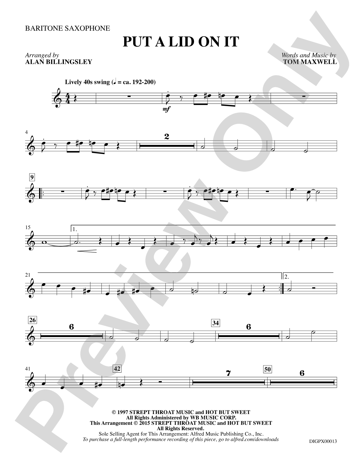Put A Lid On It: Baritone Saxophone: Choral Octavo Digital SoundPax