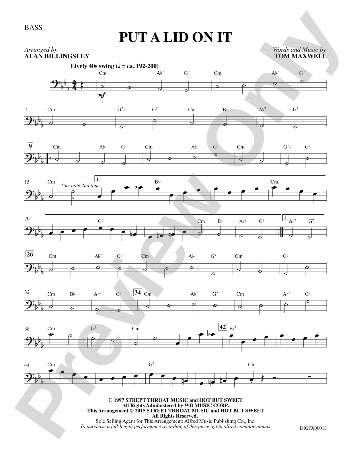 Put A Lid On It: Bass: Choral Octavo Digital SoundPax