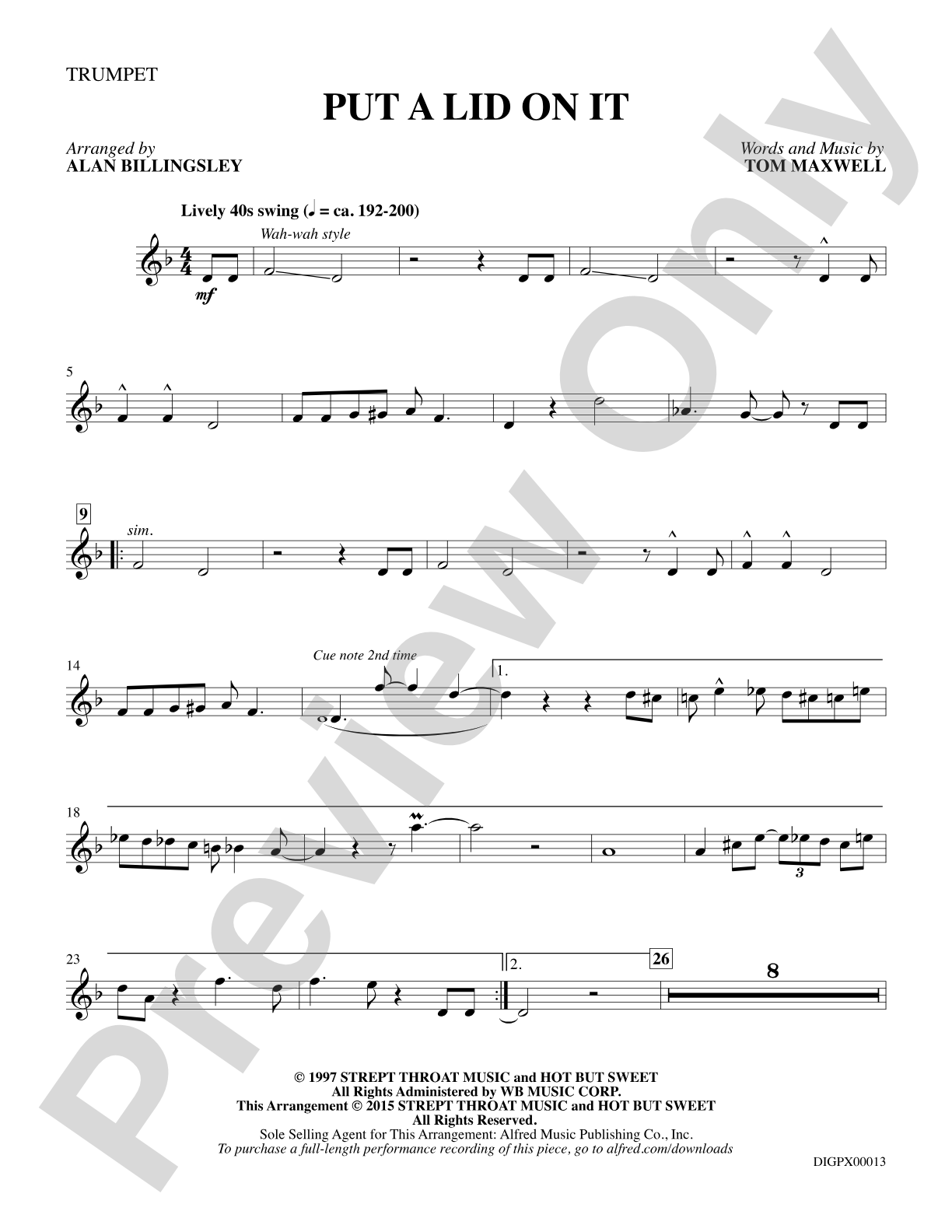 Put A Lid On It: Trumpet: Choral Octavo Digital SoundPax
