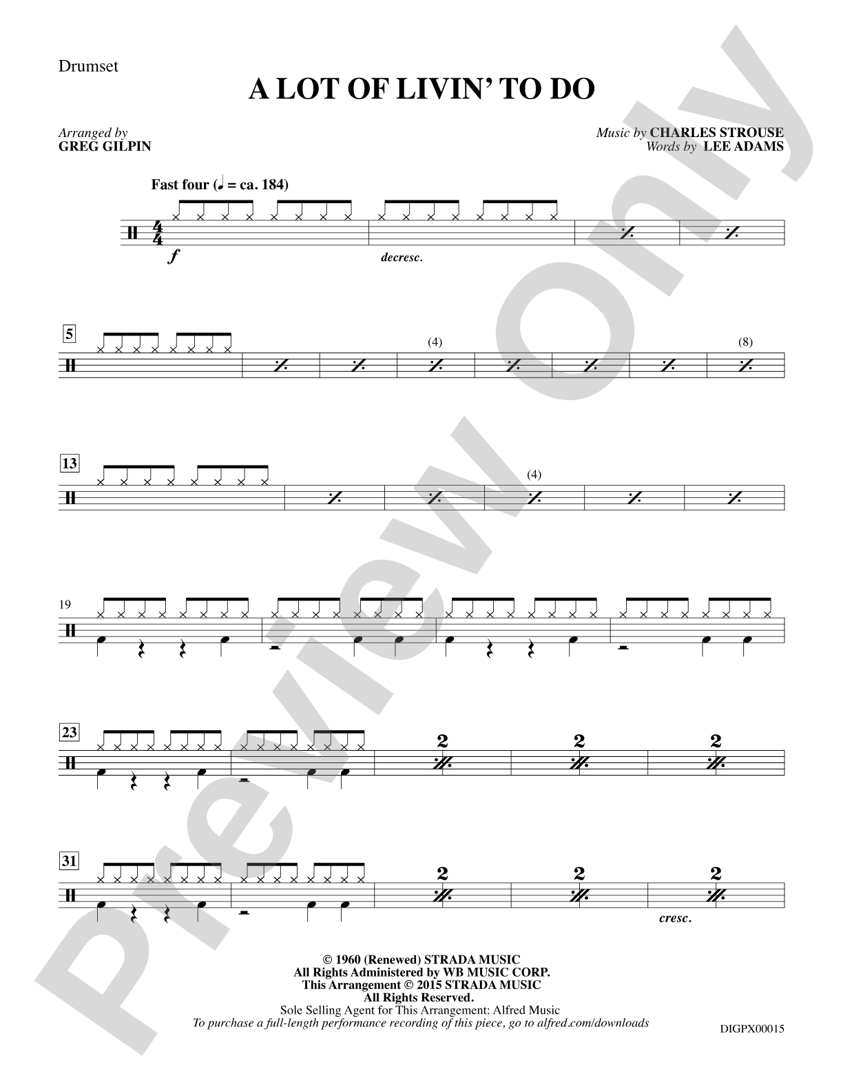 A Lot of Livin' To Do: Drumset: Choral Octavo Digital SoundPax