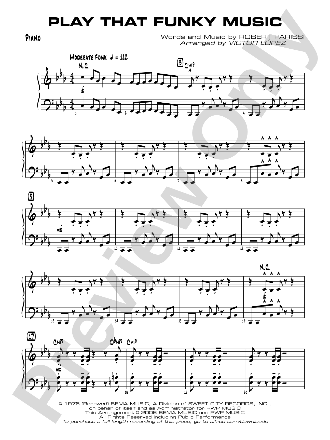 Play That Funky Music: Piano Accompaniment