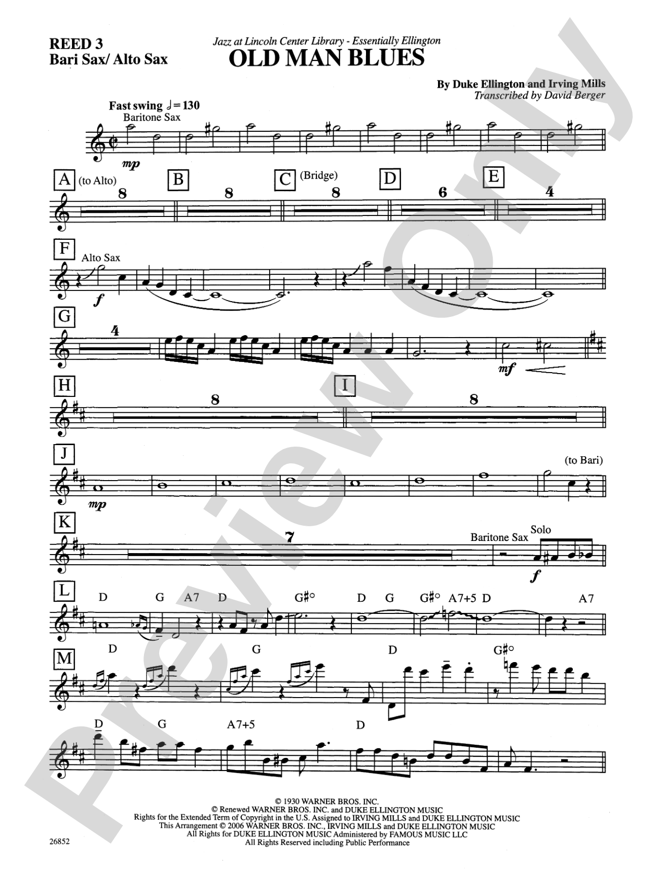 Old Man Blues: E-flat Baritone Saxophone