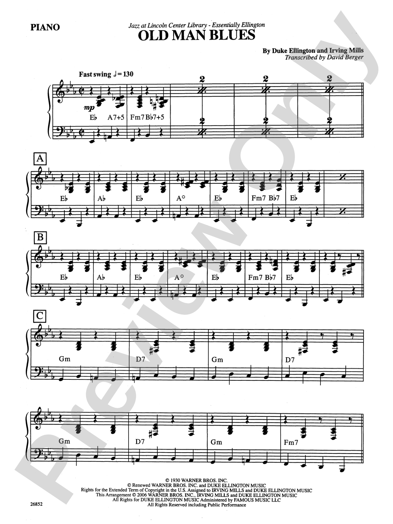 Old Man Blues: Piano Accompaniment