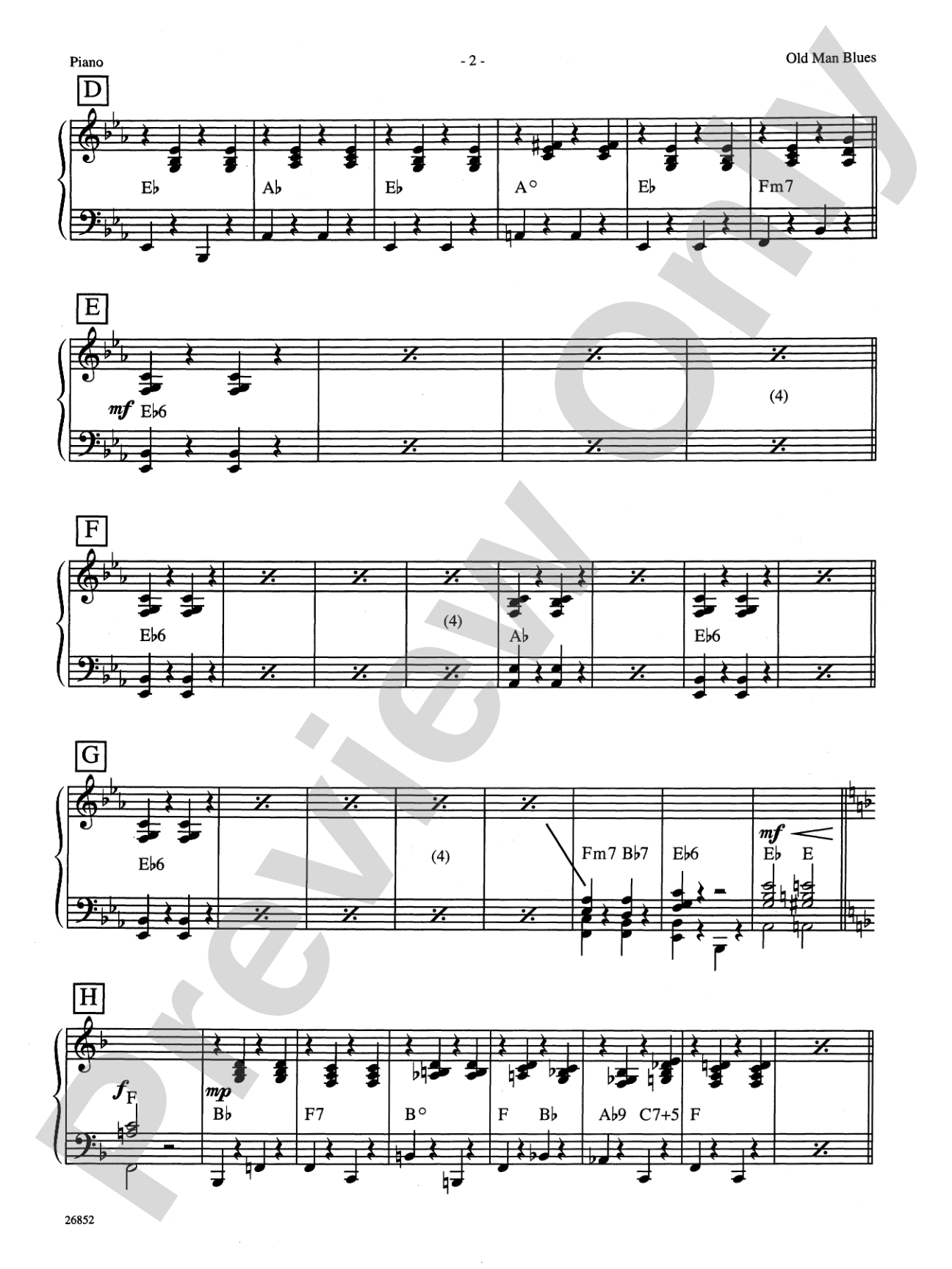 Old Man Blues: Piano Accompaniment