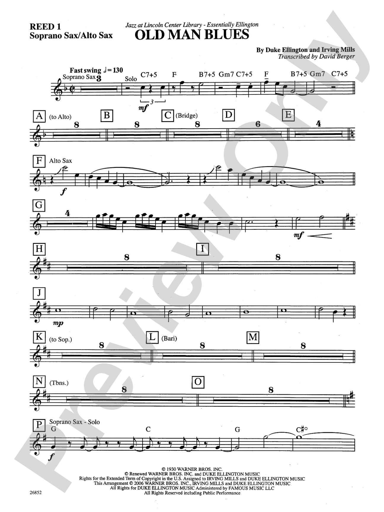 Old Man Blues: B-flat Soprano Saxophone