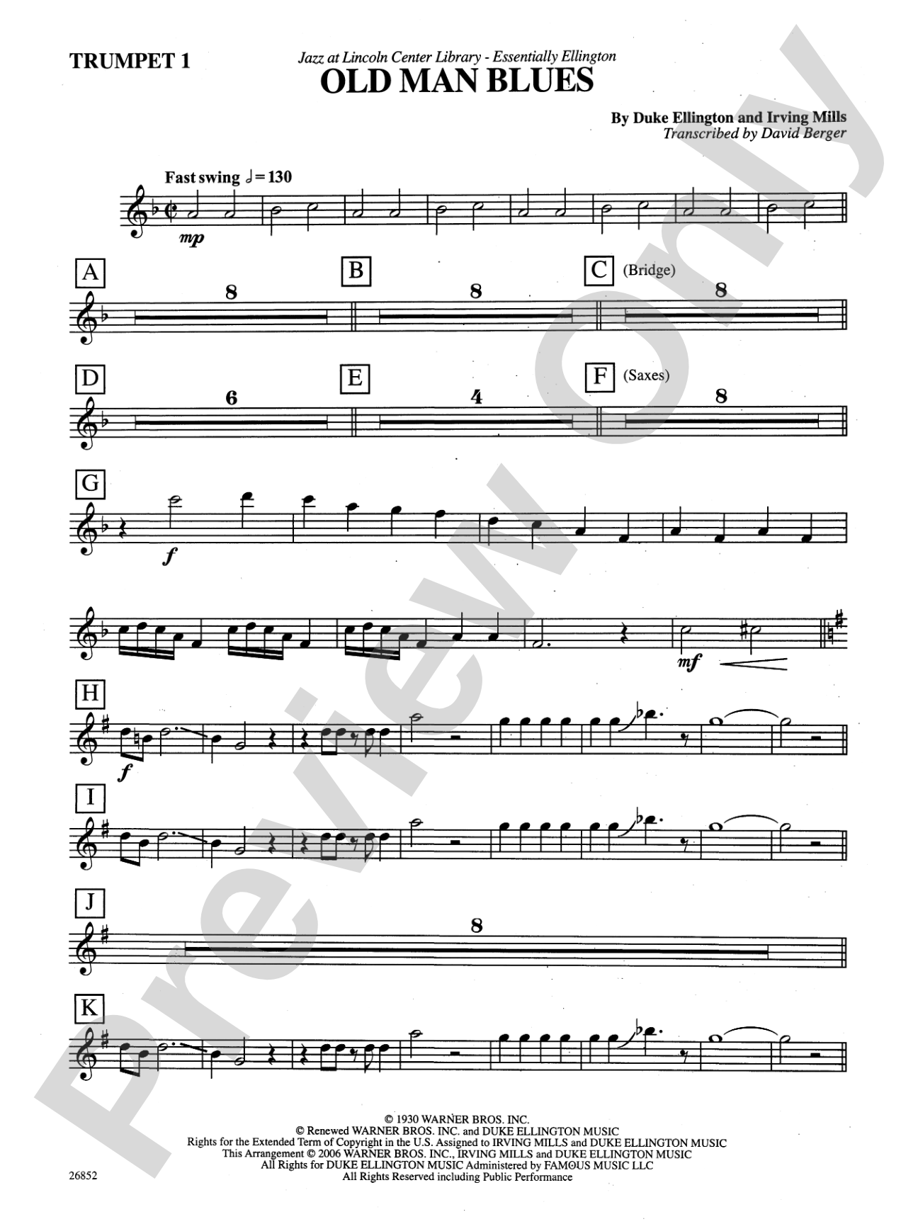 Old Man Blues: 1st B-flat Trumpet