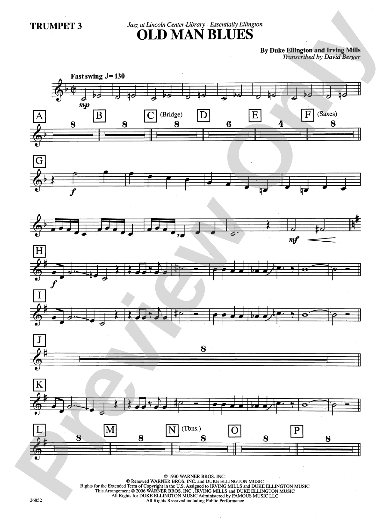 Old Man Blues: 3rd B-flat Trumpet