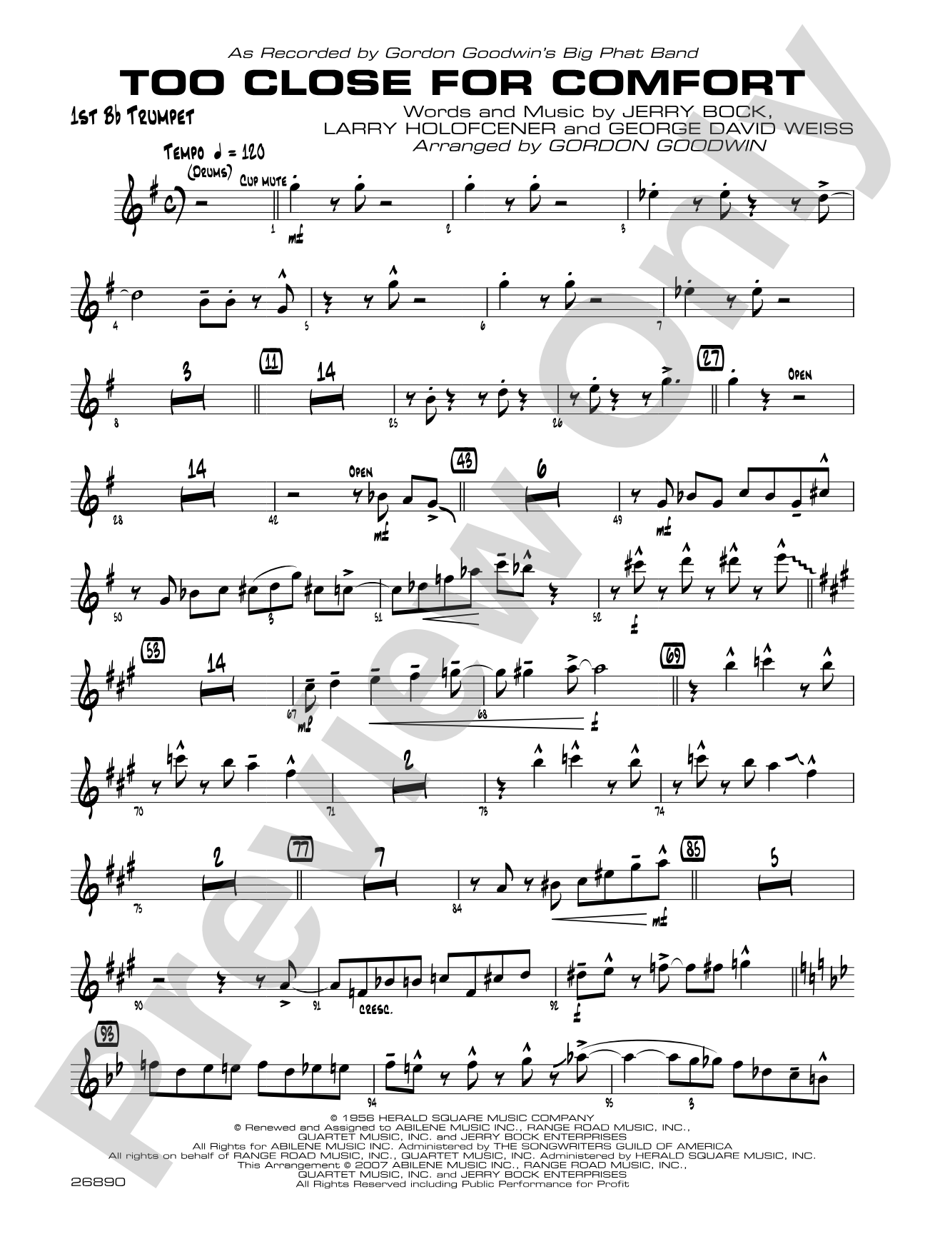 Too Close for Comfort: 1st B-flat Trumpet