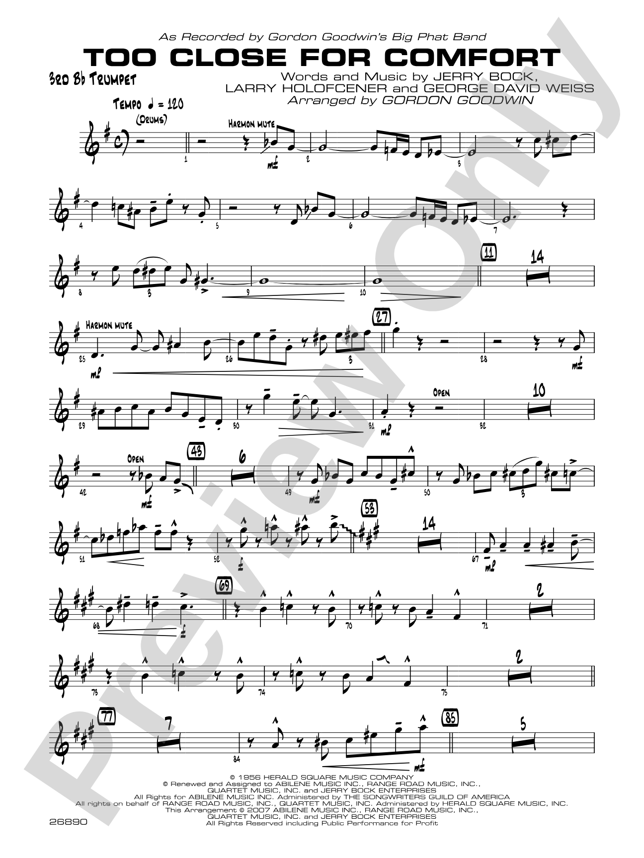 Too Close for Comfort: 3rd B-flat Trumpet