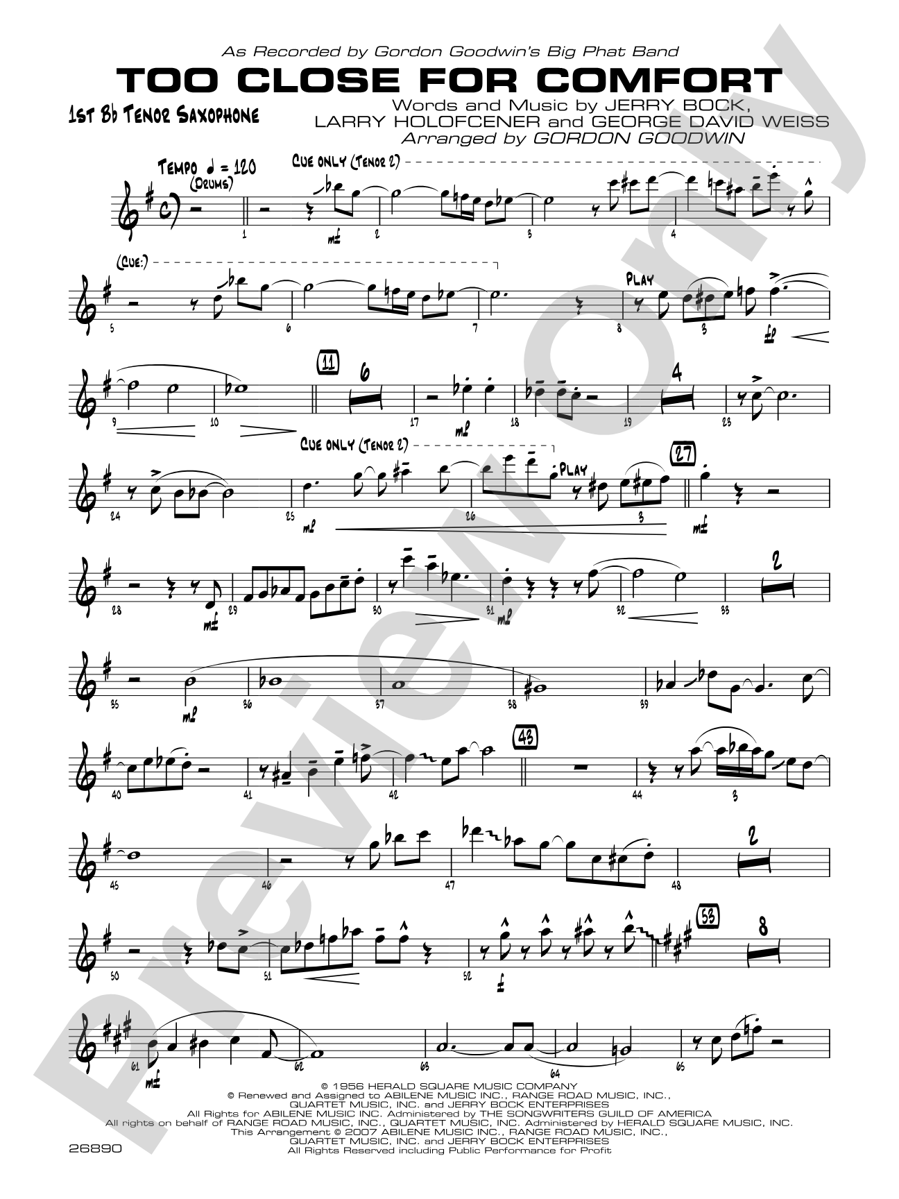Too Close for Comfort: B-flat Tenor Saxophone