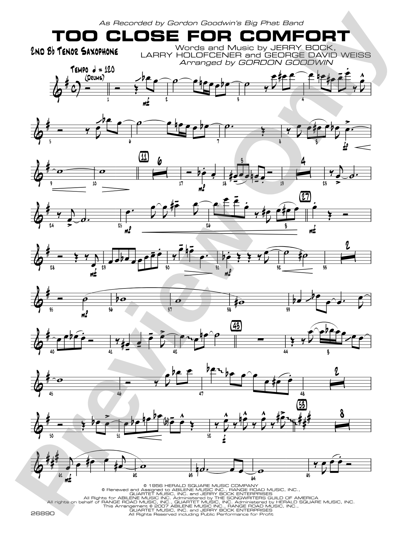 Too Close for Comfort: 2nd B-flat Tenor Saxophone