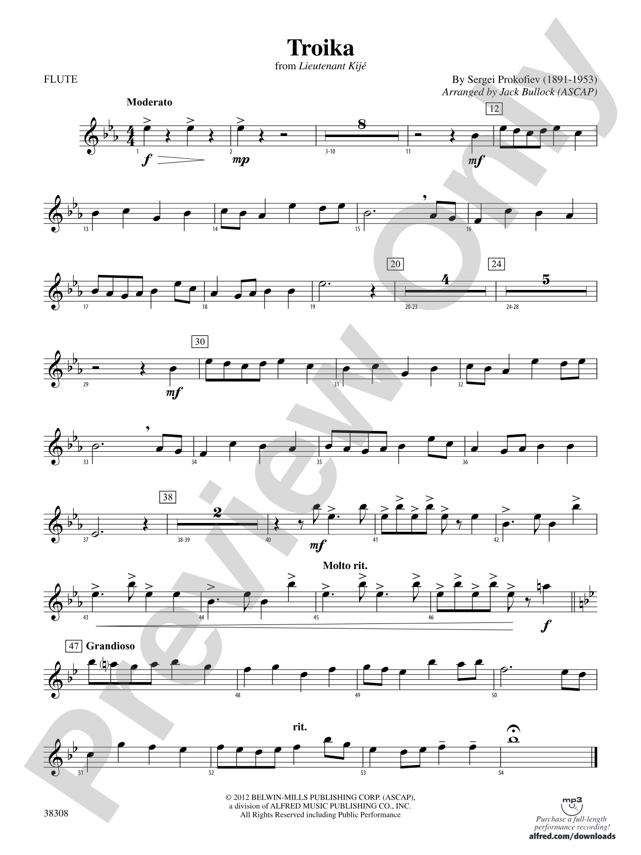 Troika (from Lieutenant Kijé Suite): Flute