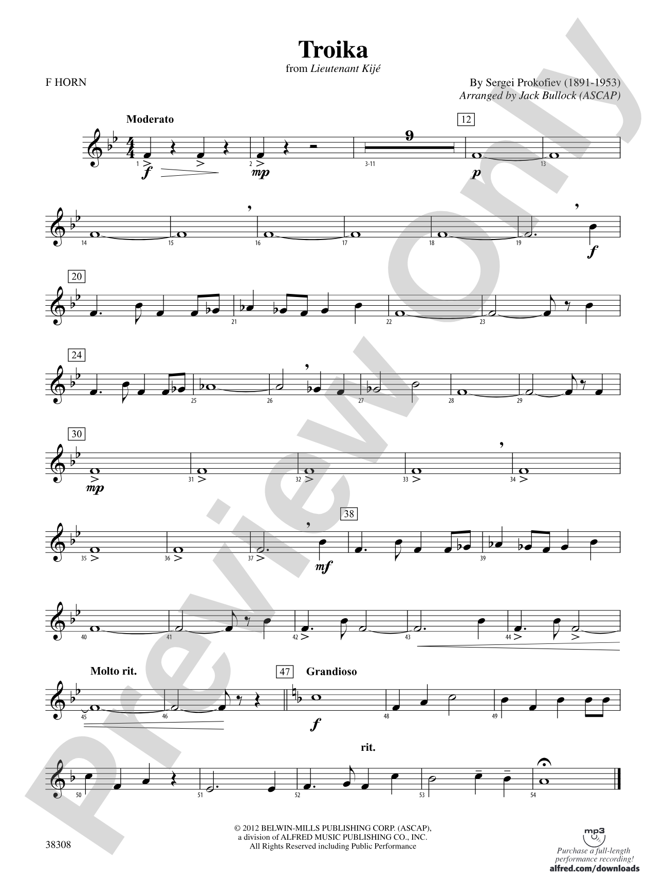 Troika (from Lieutenant Kijé Suite): 1st F Horn