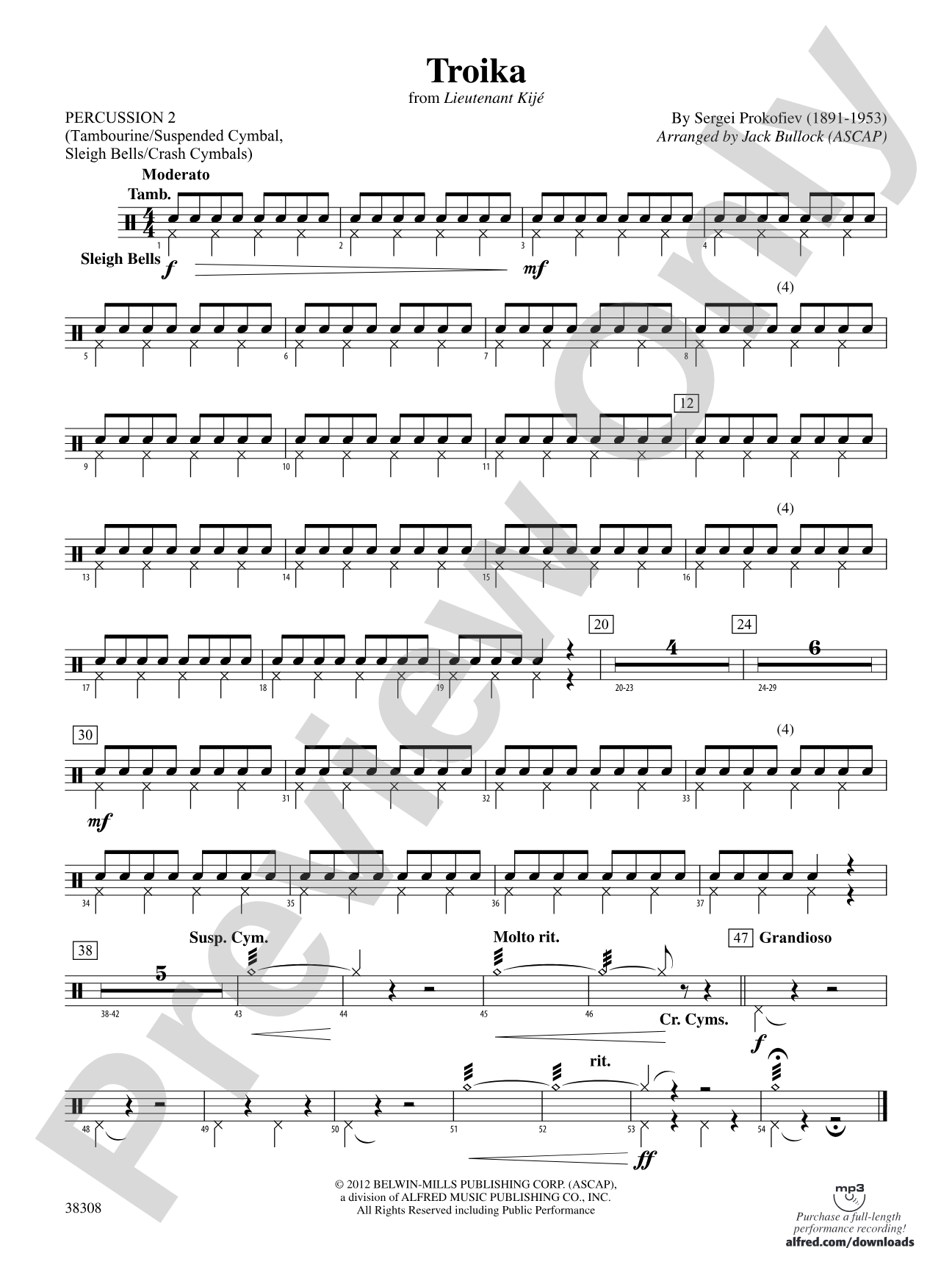 Troika (from Lieutenant Kijé Suite): 2nd Percussion