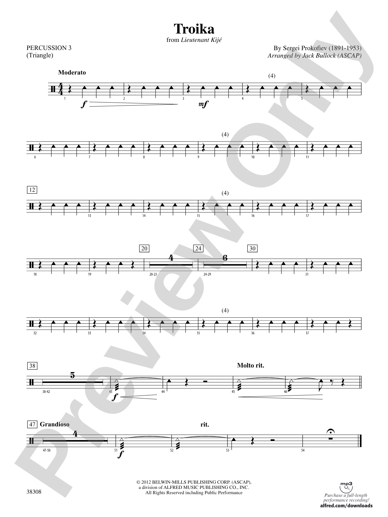 Troika (from Lieutenant Kijé Suite): 3rd Percussion