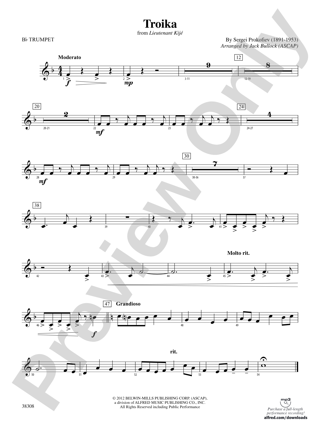 Troika (from Lieutenant Kijé Suite): 1st B-flat Trumpet