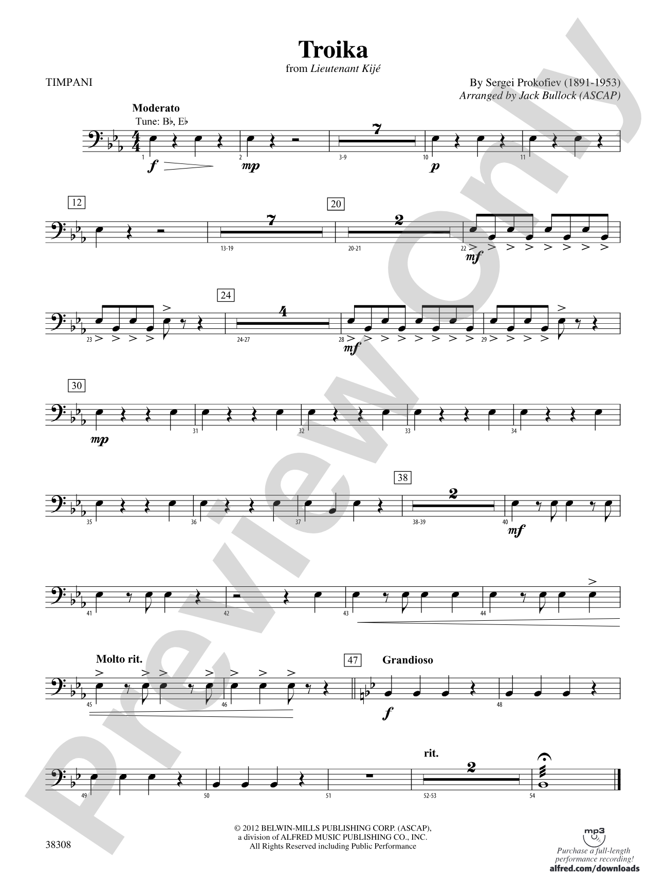 Troika (from Lieutenant Kijé Suite): Timpani