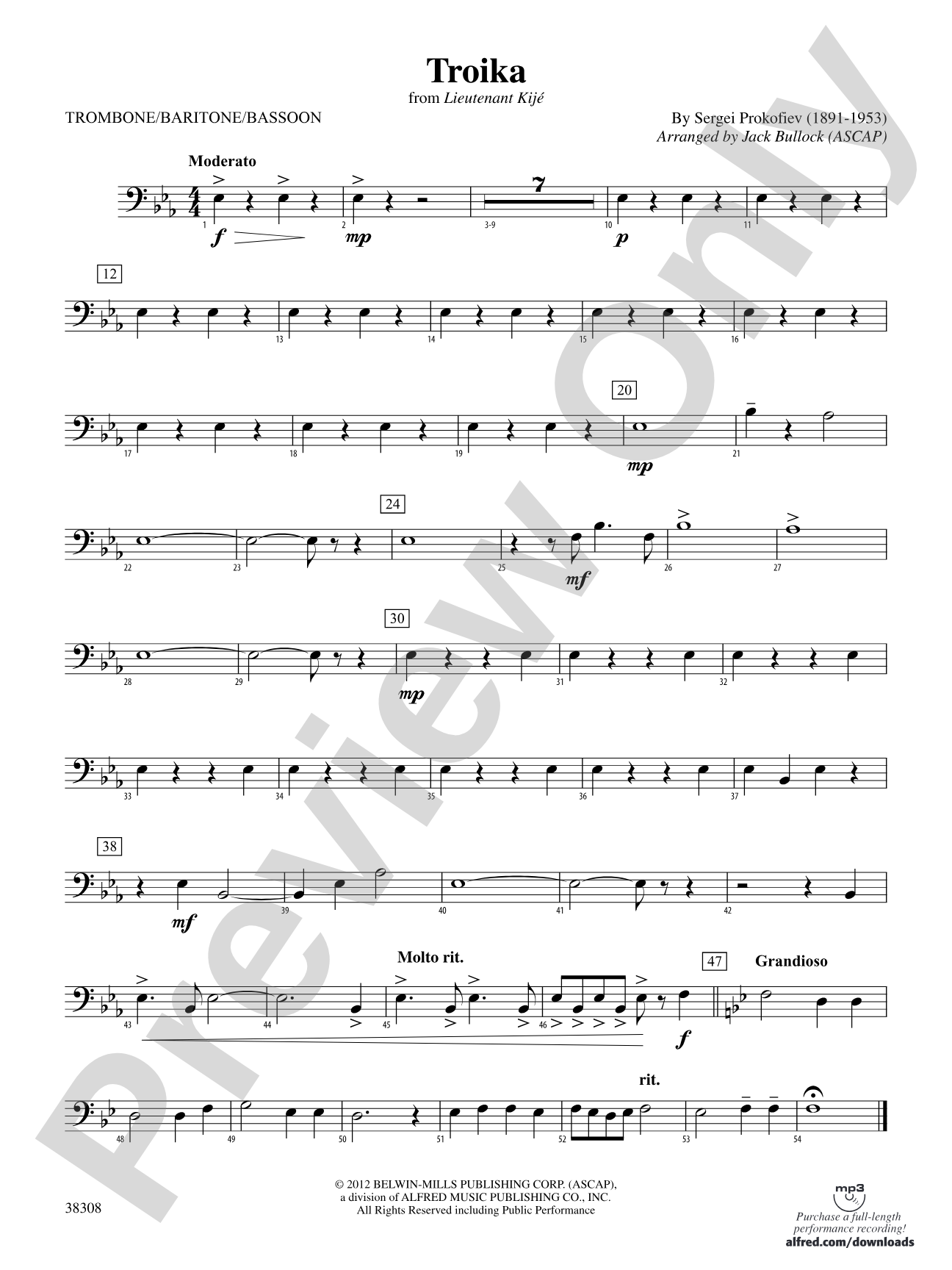 Troika (from Lieutenant Kijé Suite): 1st Trombone