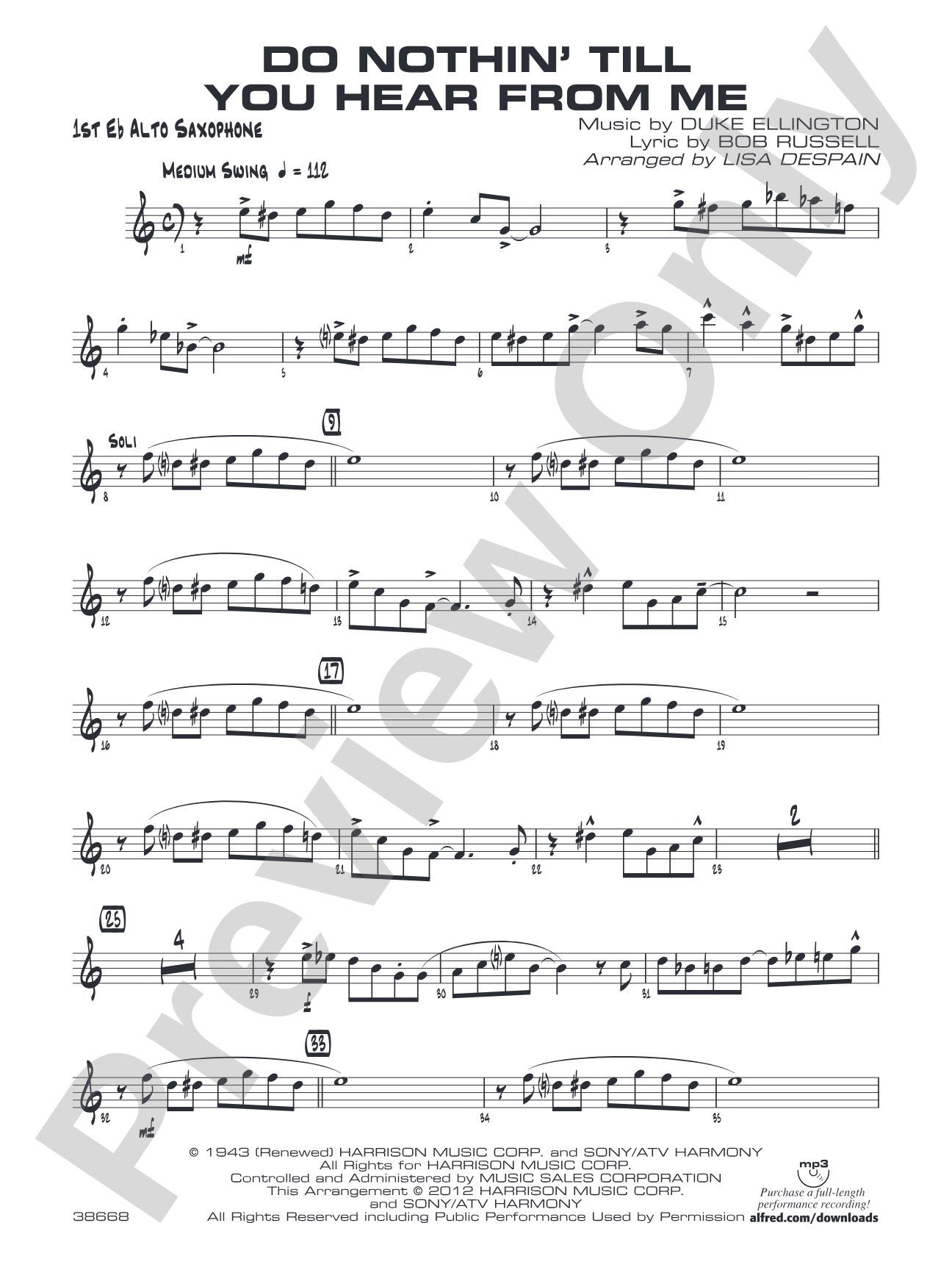 Do Nothin' Till You Hear from Me: E-flat Alto Saxophone