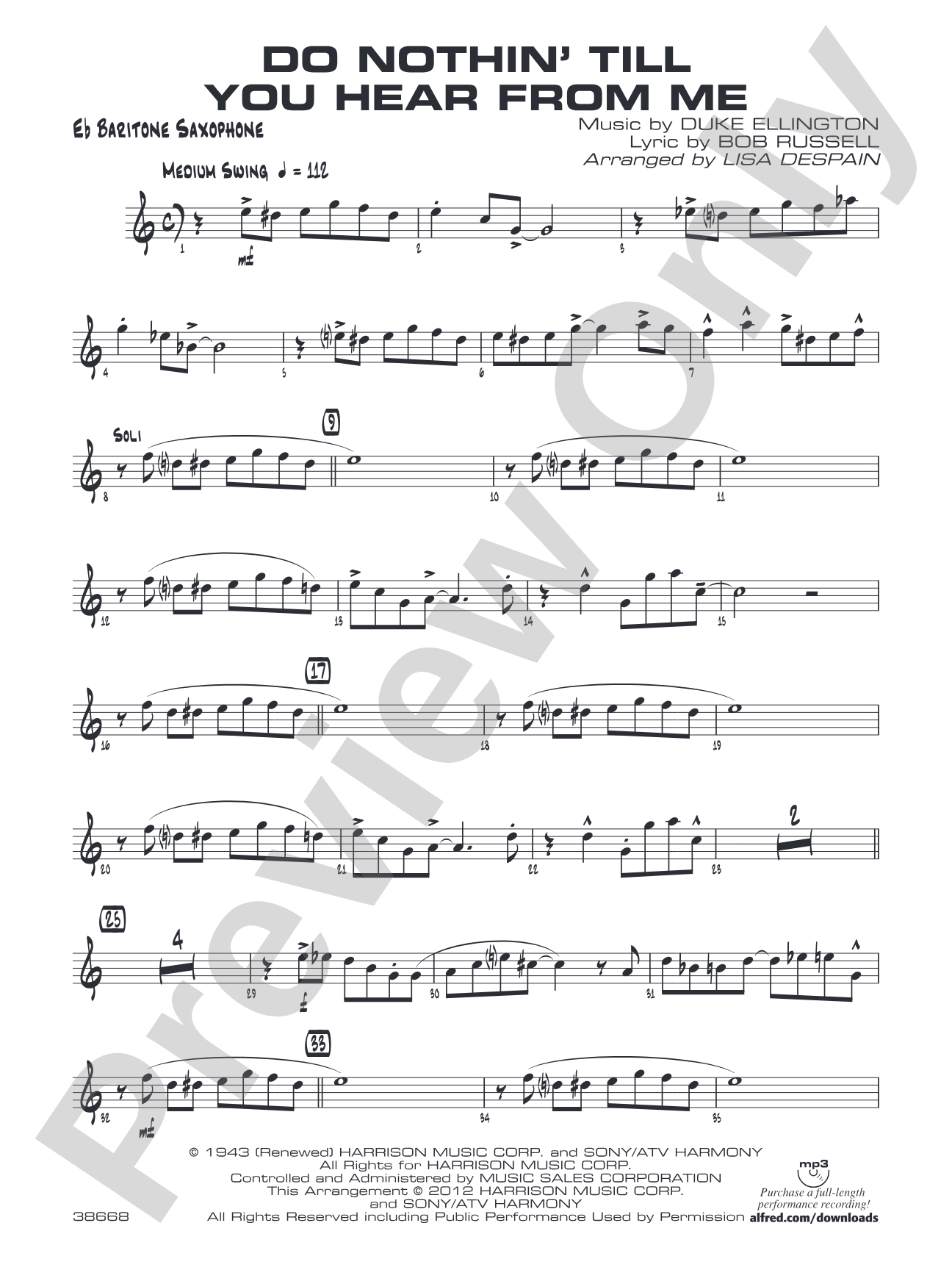 Do Nothin' Till You Hear from Me: E-flat Baritone Saxophone