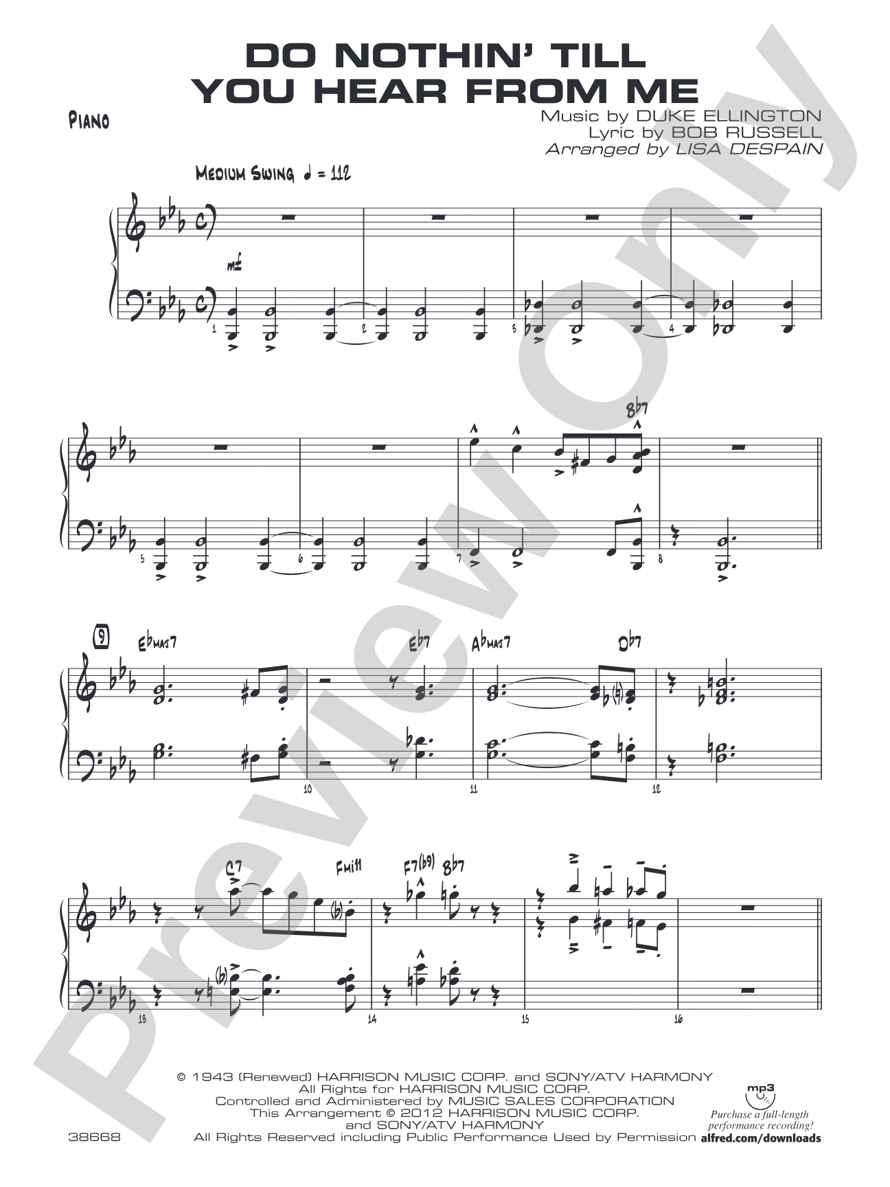 Do Nothin' Till You Hear from Me: Piano Accompaniment